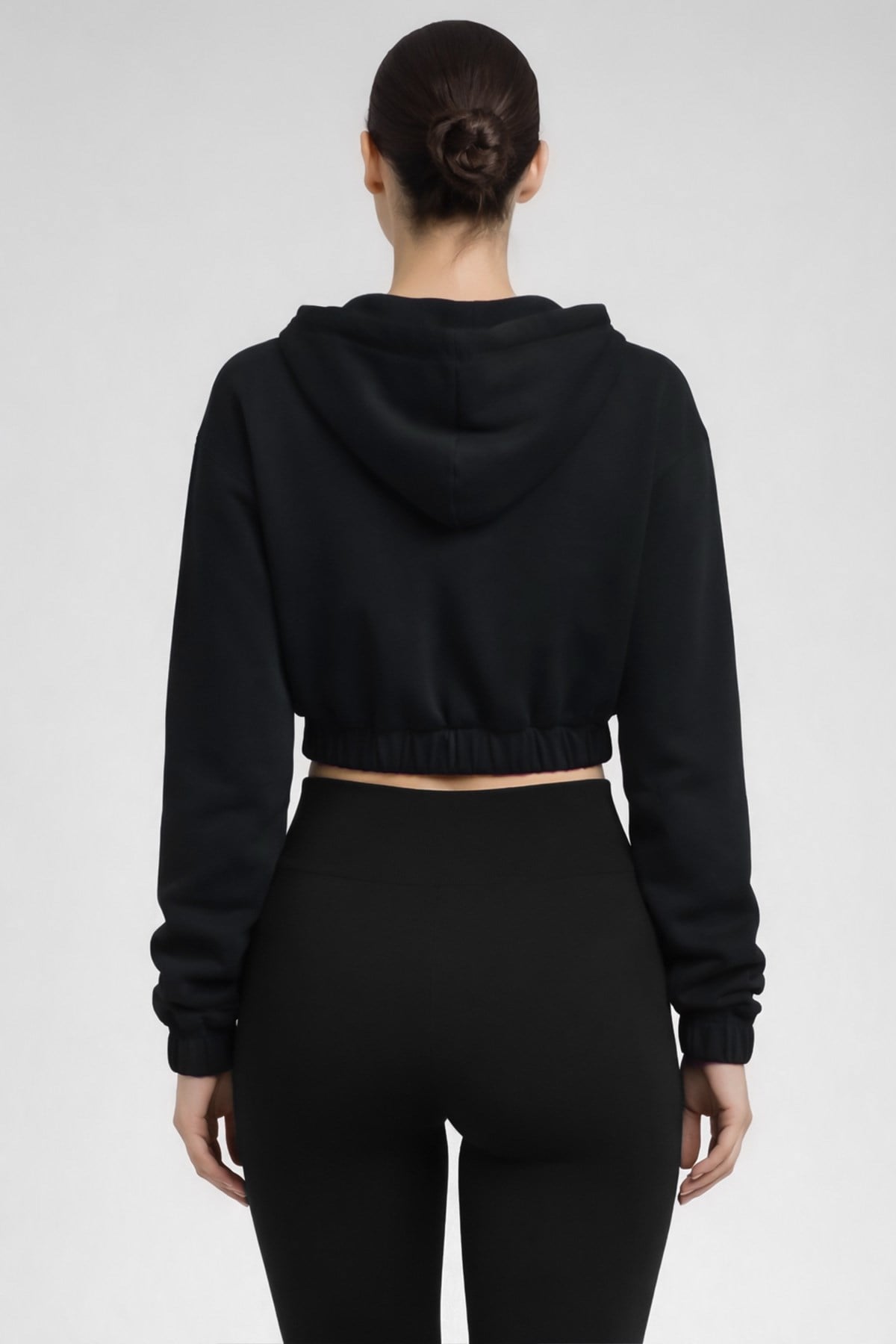 Mısırlı Kadın Modal Fermuarlı Crop Sweatshirt Atrasit