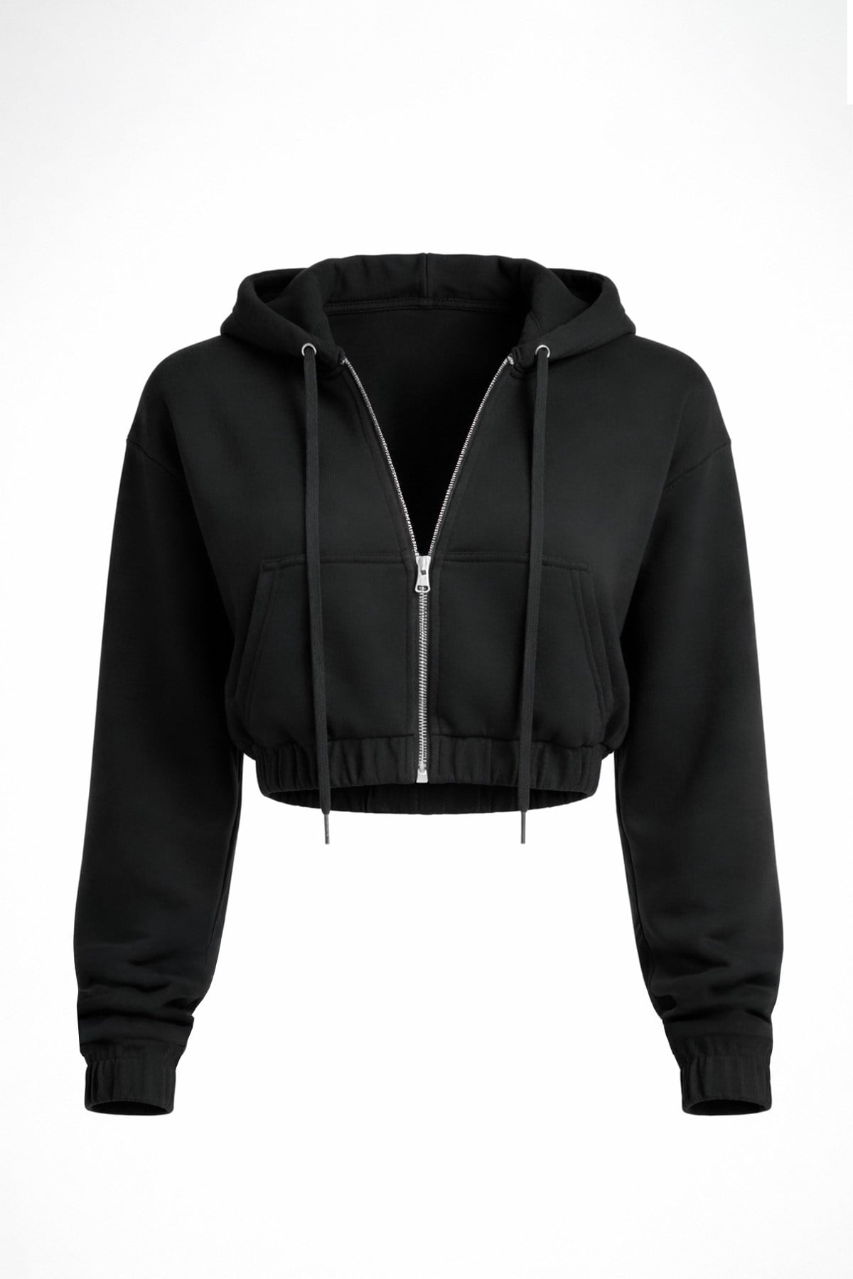 Mısırlı Kadın Modal Fermuarlı Crop Sweatshirt Atrasit