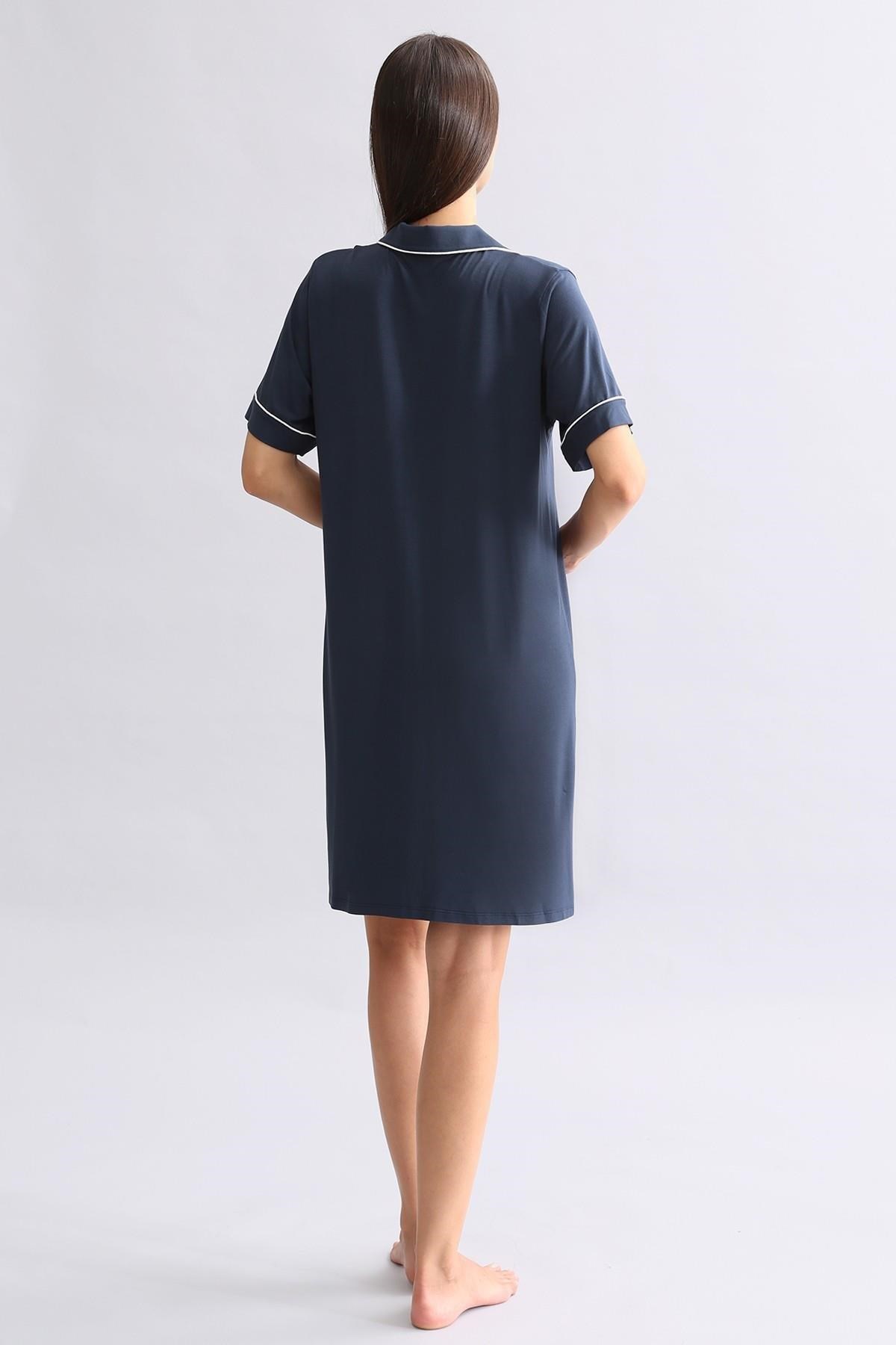 Mısırlı Kadın Modal Gecelik Gece Mavisi