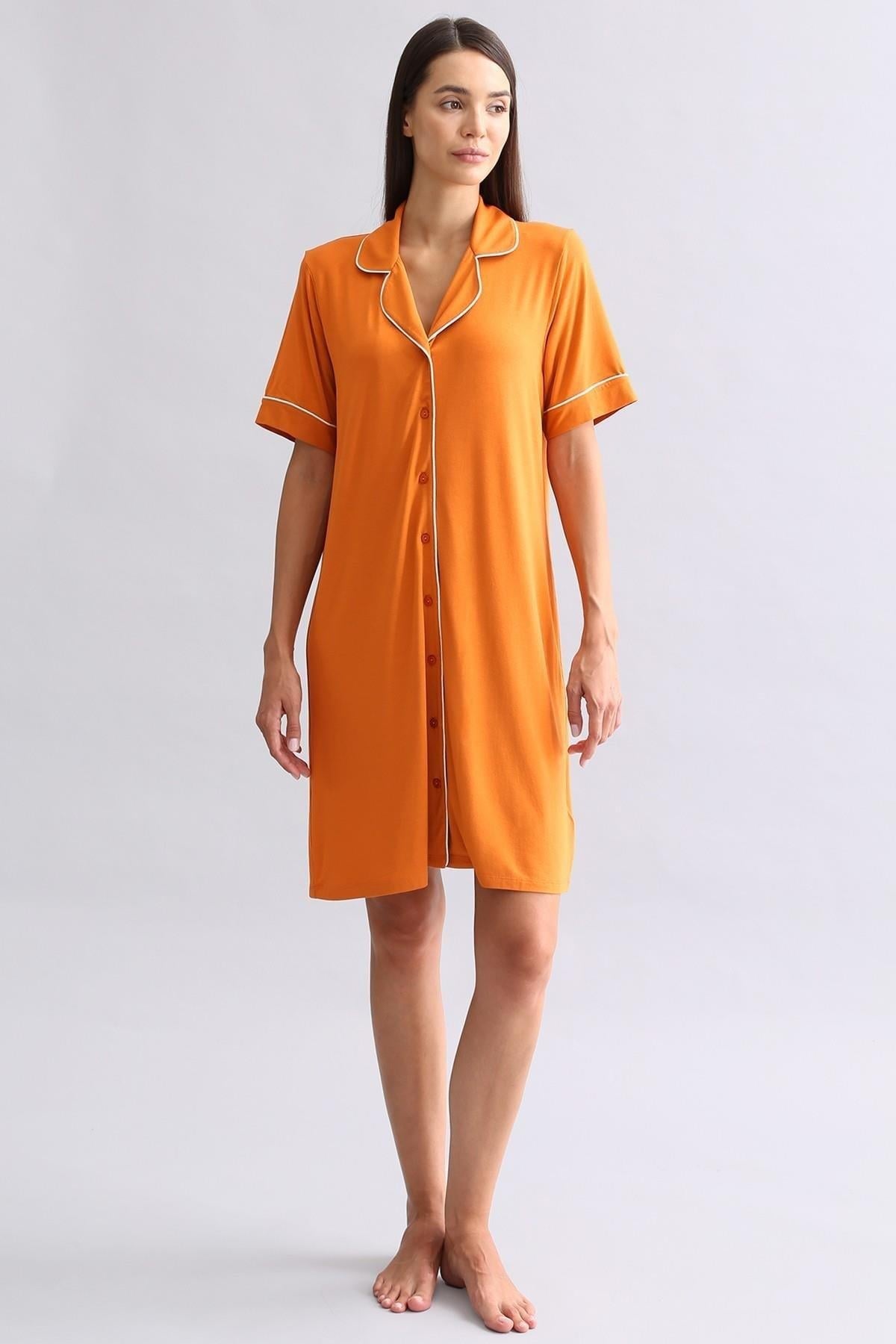 Mısırlı Kadın Modal Gecelik Pas Kırmızı