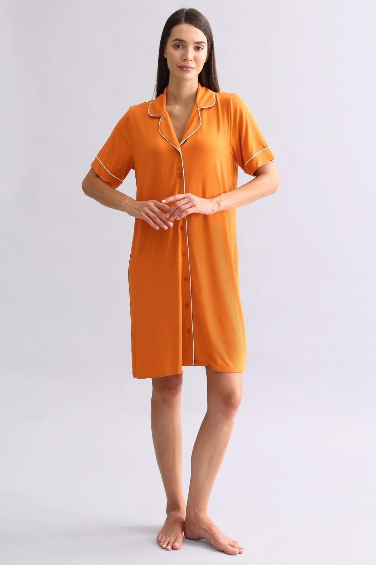 Mısırlı Kadın Modal Gecelik Pas Kırmızı