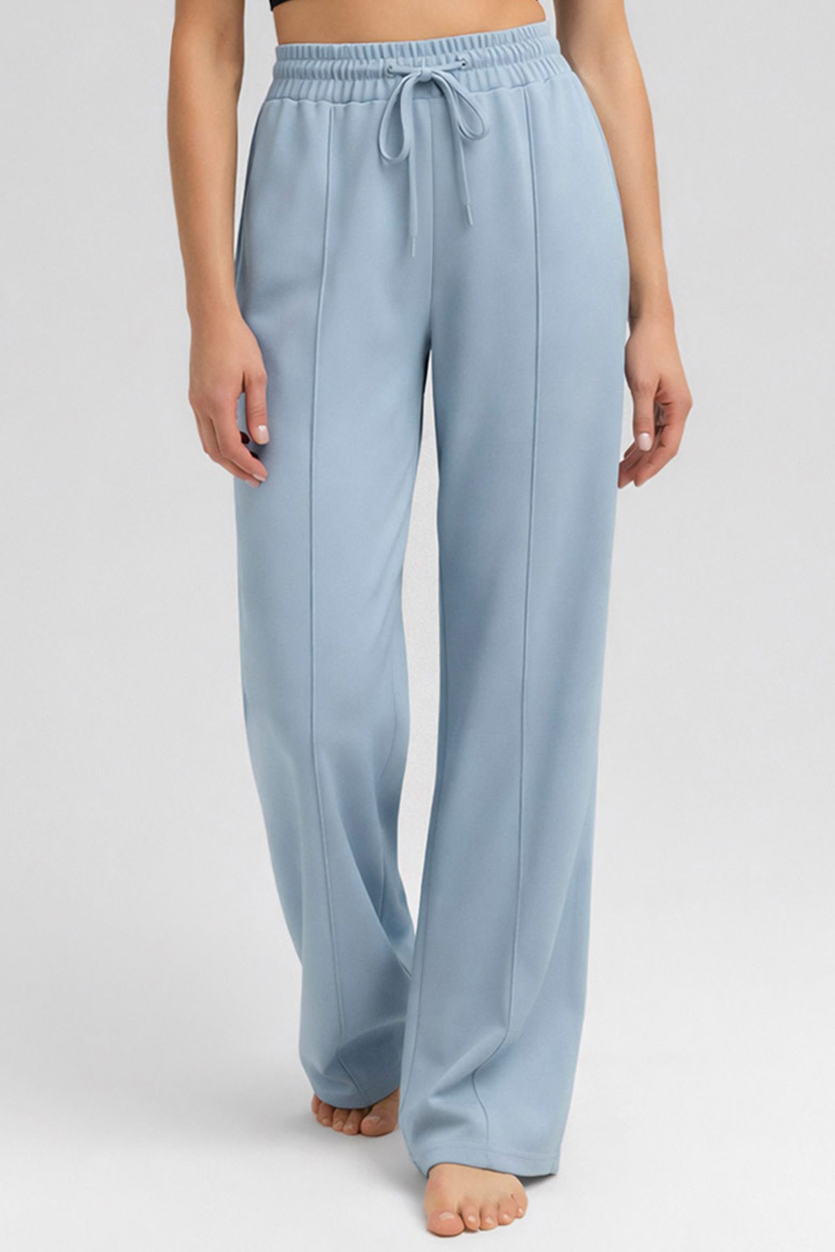 Mısırlı Kadın Modal Önü Dikişli Düz Paça Pantolon Mavi