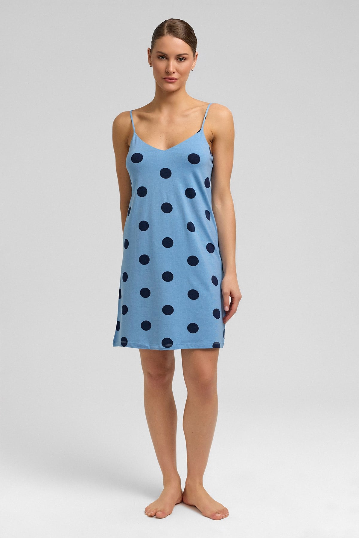 Mısırlı Kadın Modal Örme İp Askılı Gecelik Bebe Mavi