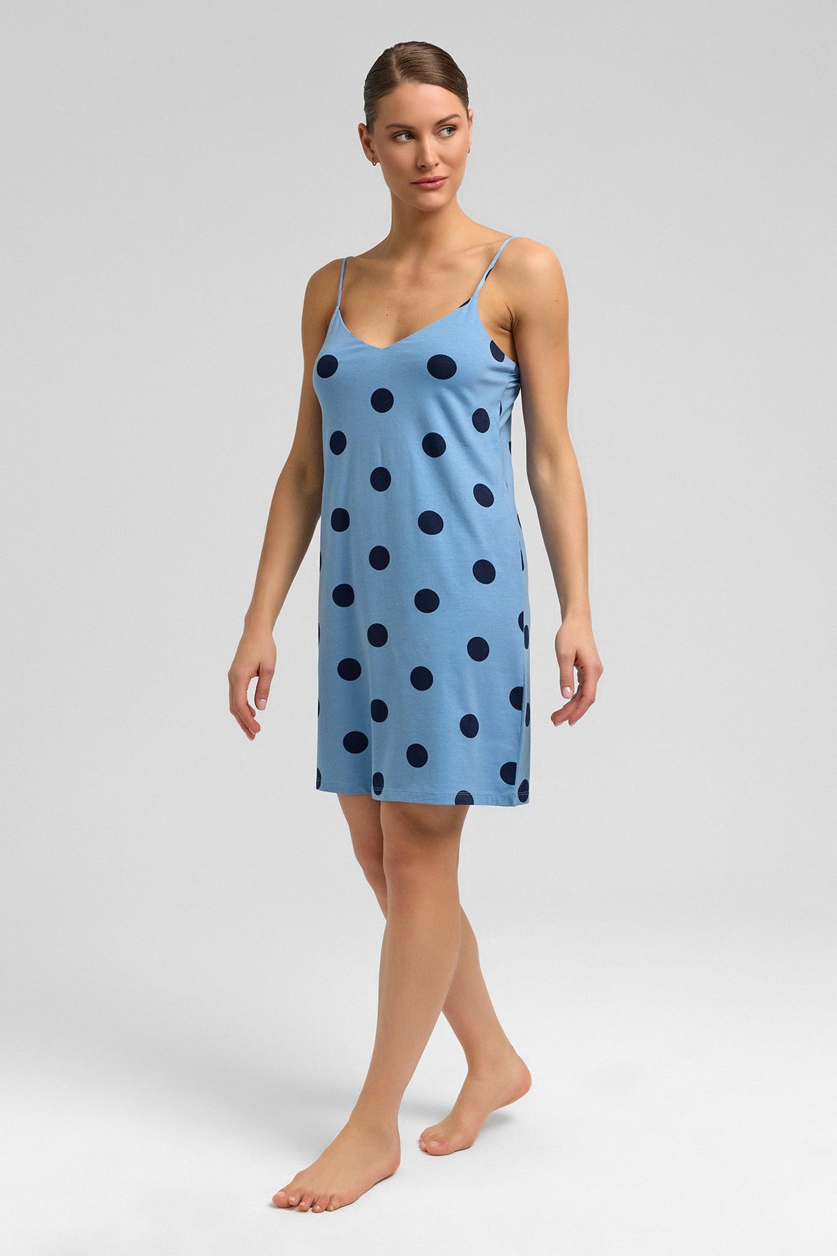 Mısırlı Kadın Modal Örme İp Askılı Gecelik Bebe Mavi