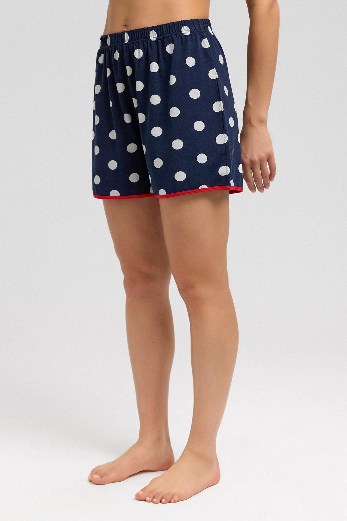 Mısırlı Kadın Modal Puantiyeli İp Askılı Şort Takımı Lacivert