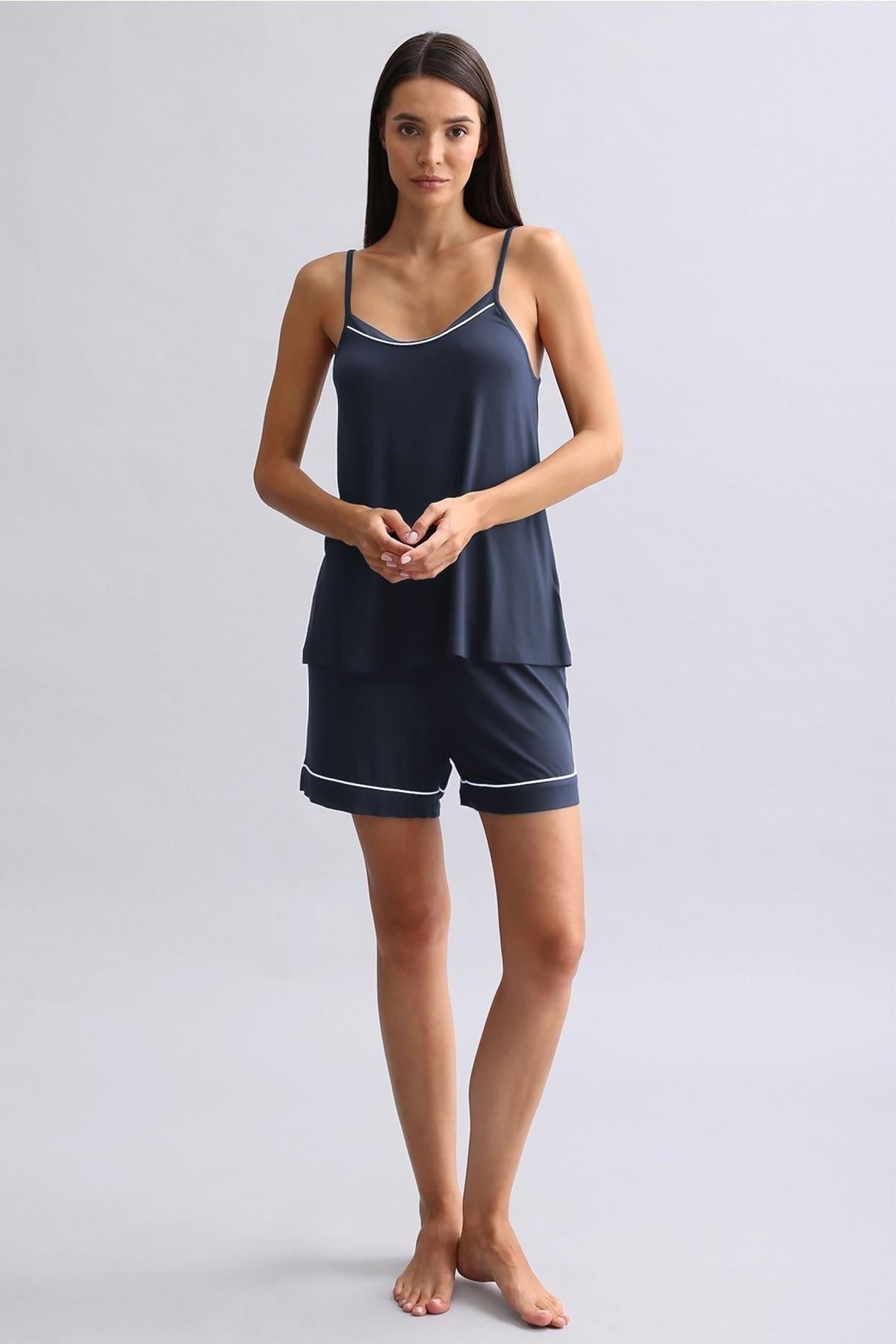 Mısırlı Kadın Modal Şort Gece Mavisi