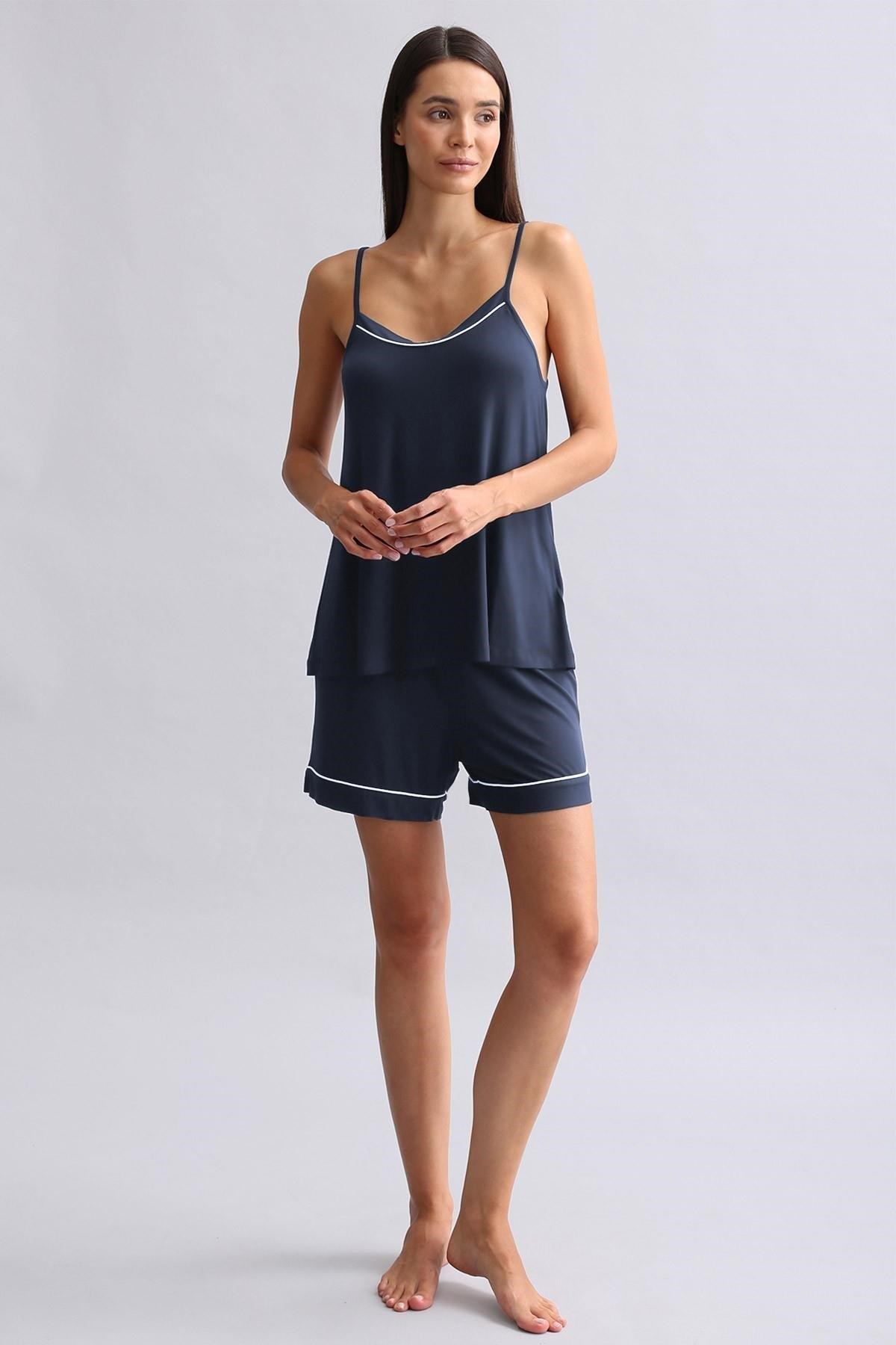 Mısırlı Kadın Modal Şort Gece Mavisi