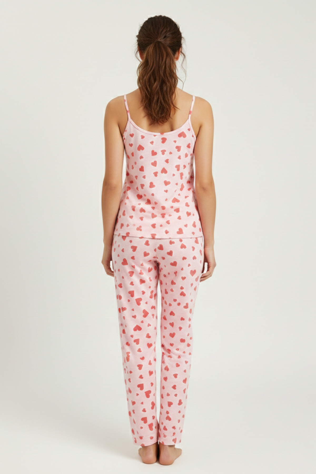 Mısırlı Kadın Pamuklu Askılı Pijama Takımı Pembe