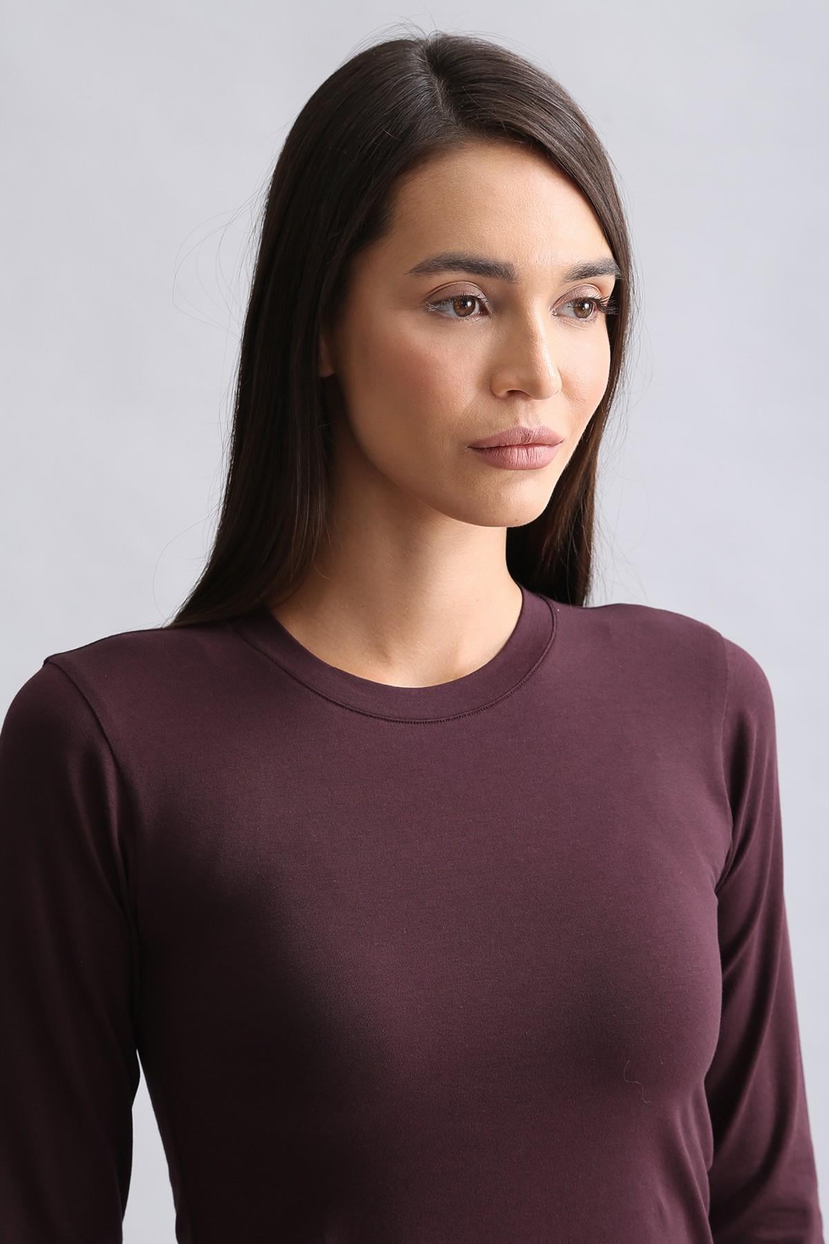 Mısırlı Modal by TENCEL BRITT Bisiklet Yaka Uzun Kollu Fanila / Sweatshirt Mor