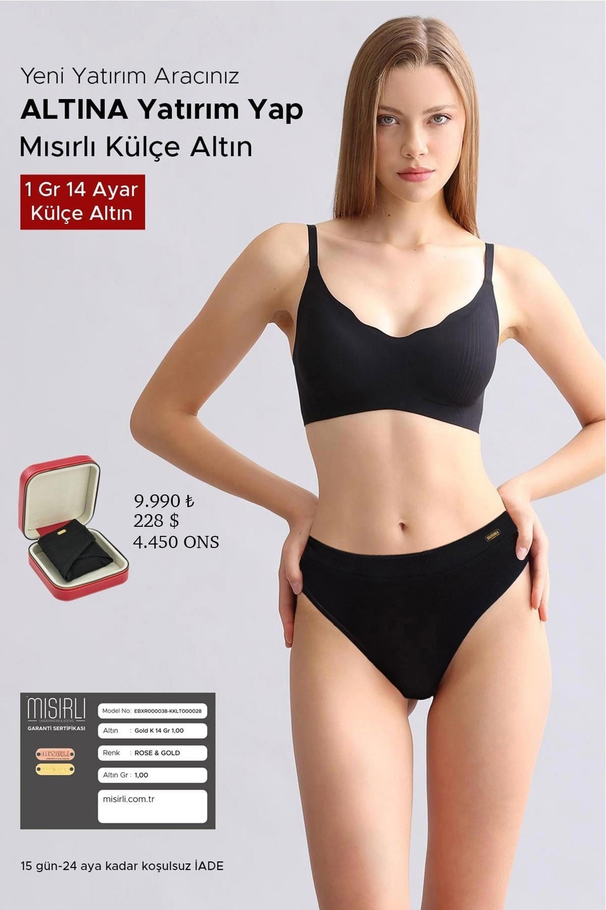 Mısırlı Modal by TENCEL Gizli Lastikli Altın Tanga Siyah