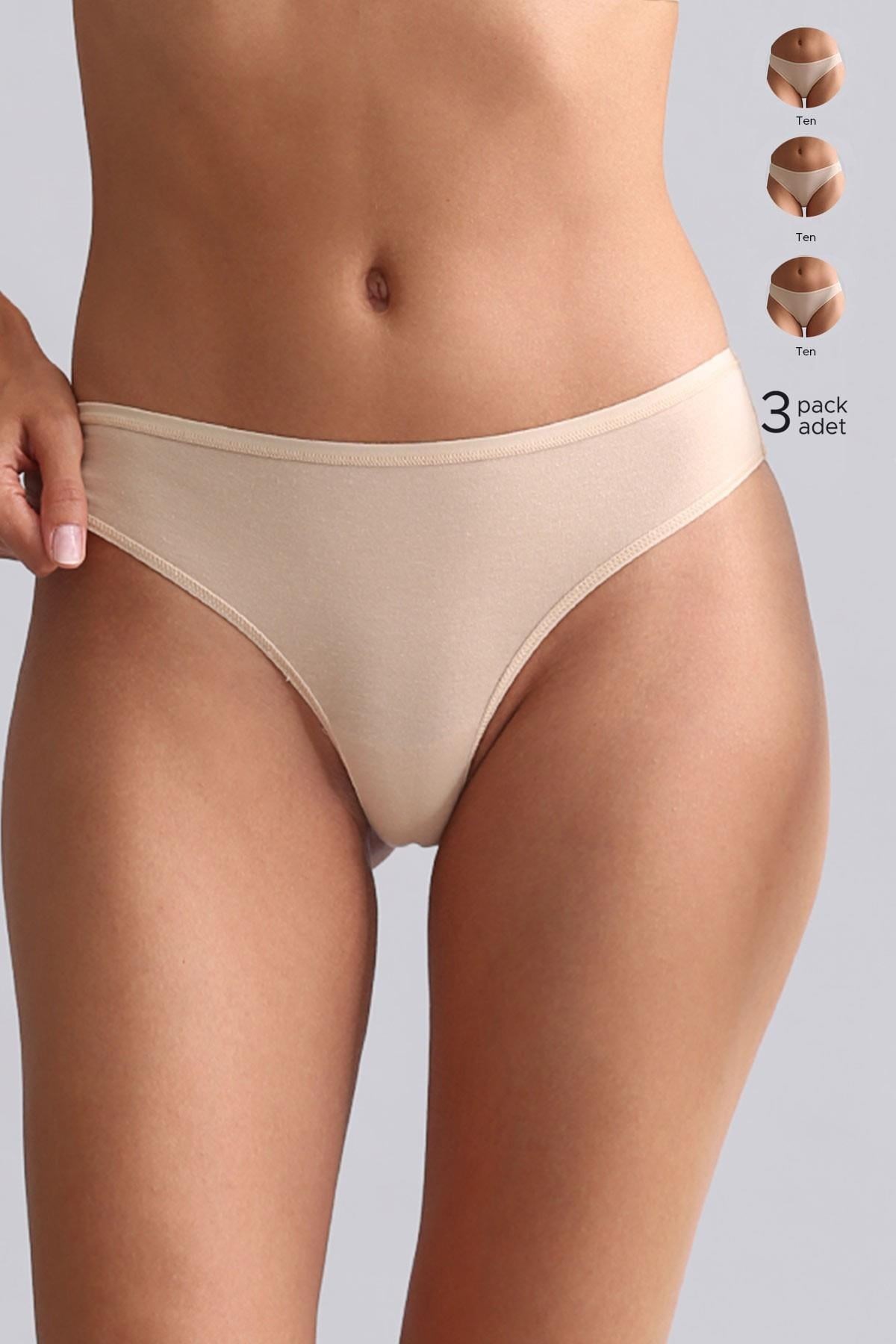 Mısırlı Modal by TENCEL HERA Brief İnce Lastikli 3lü Slip Külot Ten