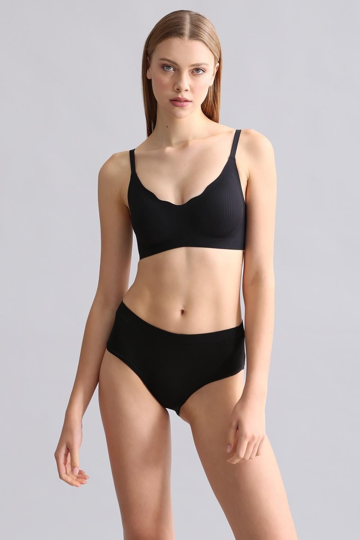 Mısırlı Modal by TENCEL HERA Gizli Lastikli Brazillian 3lü Külot Siyah