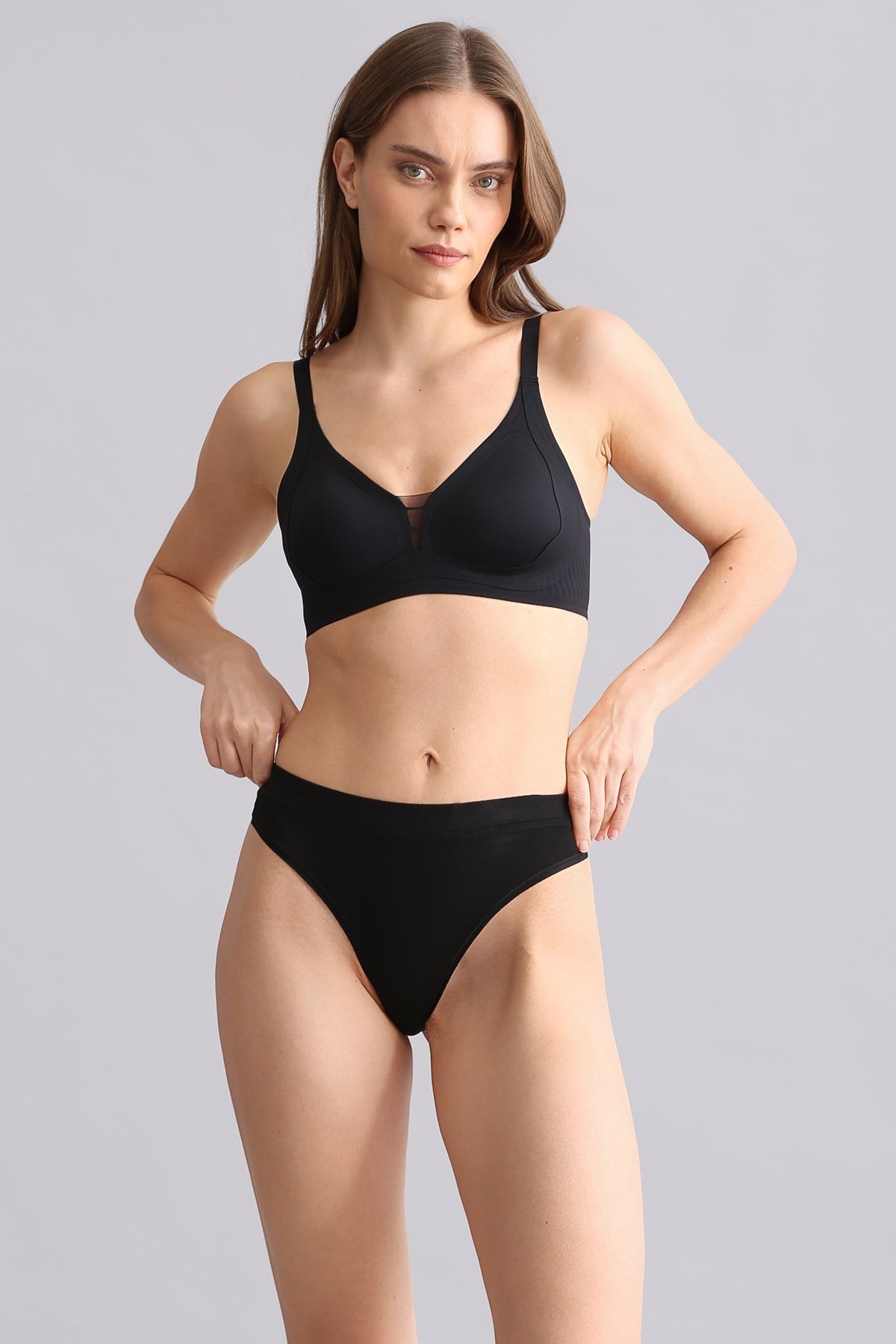 Mısırlı Modal by TENCEL HERA Gizli Lastikli 3lü Tanga Siyah