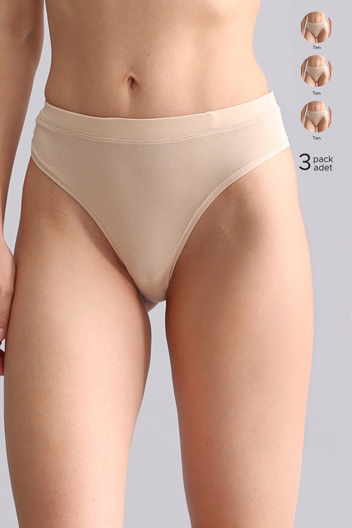 Mısırlı Modal by TENCEL HERA Gizli Lastikli 3lü Tanga Ten Rengi