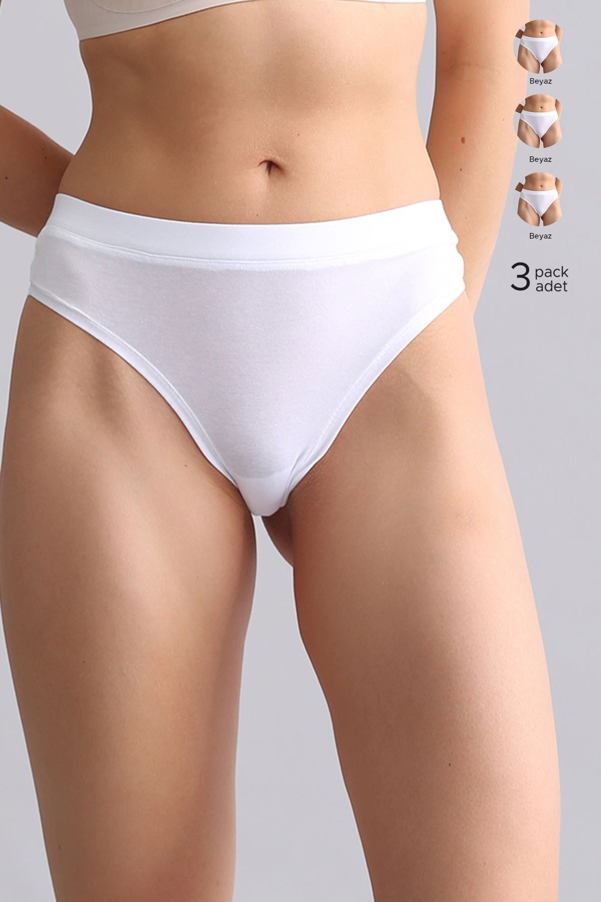 Mısırlı Modal by TENCEL HERA Gizli Lastikli 3lü Tanga Beyaz