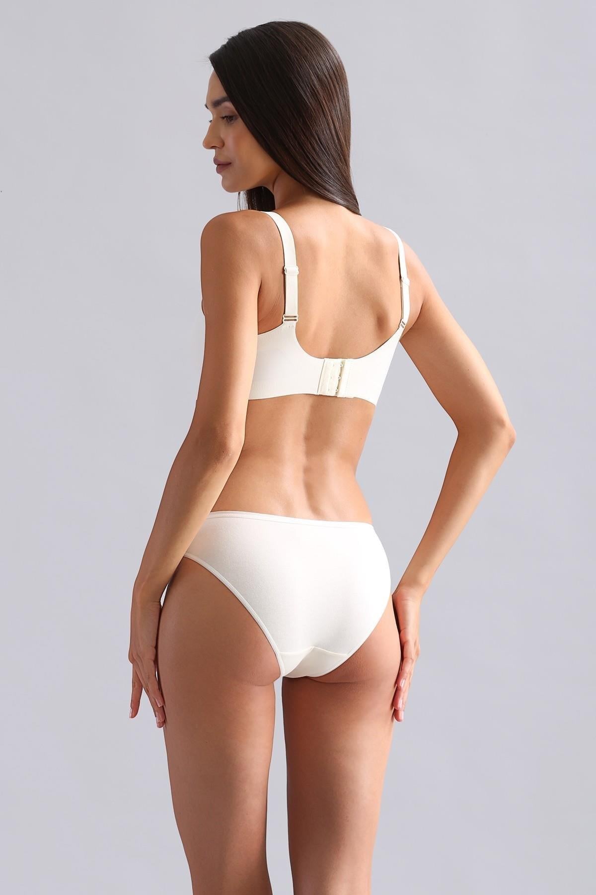 Mısırlı Modal by TENCEL HERA İnce Lastikli 3lü Brazillian Külot Ekru