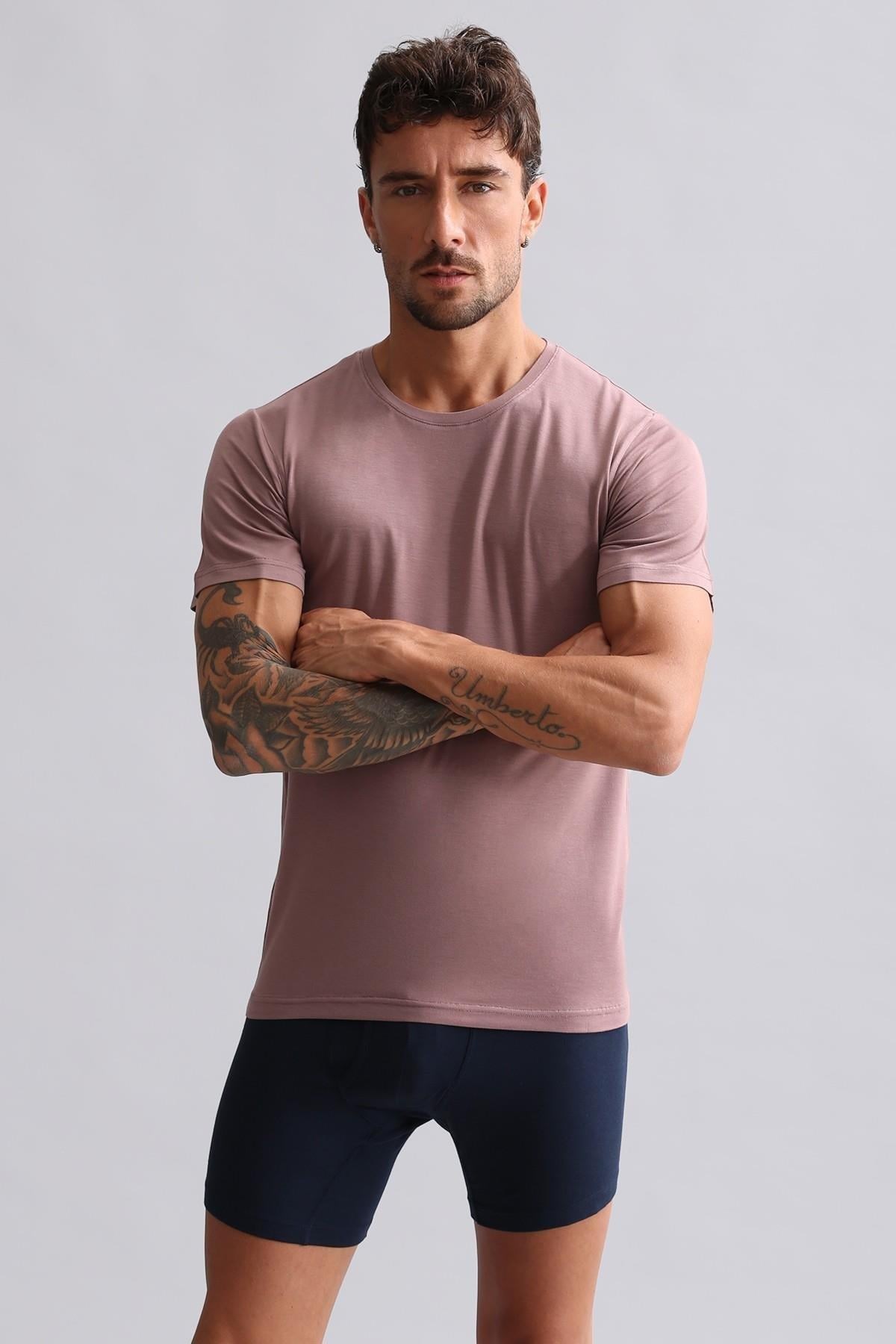 Mısırlı Modal by TENCEL HERCULES Slim Fit Bisiklet Yaka Fanila / T-Shirt Lavender