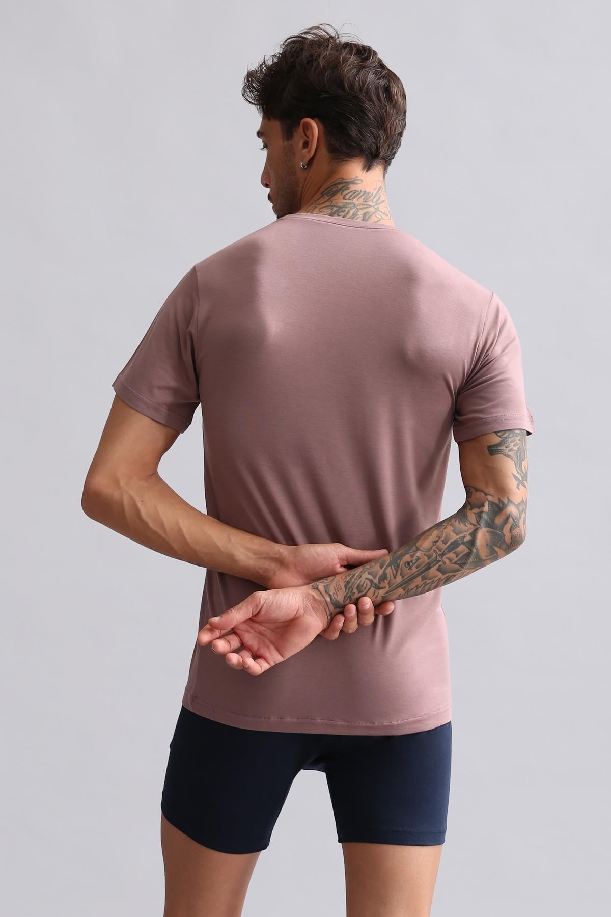 Mısırlı Modal by TENCEL HERCULES Slim Fit Bisiklet Yaka Fanila / T-Shirt Lavender