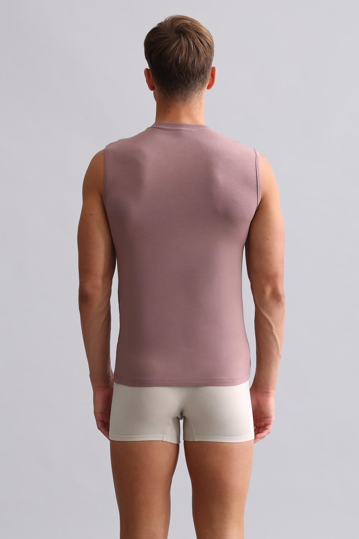 Mısırlı Modal by TENCEL HERCULES Slim Fit V Yaka Sporcu Atlet / T-Shirt Lavender