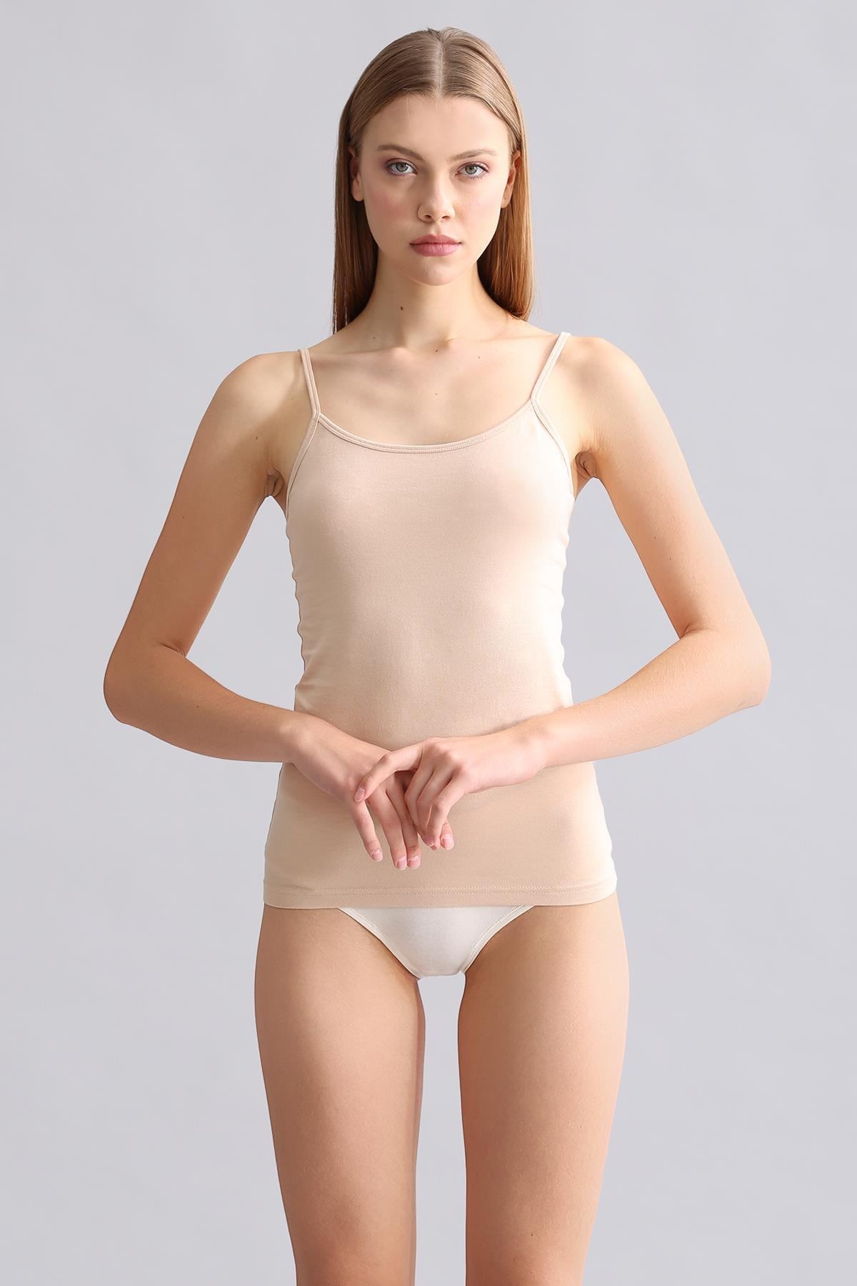 Mısırlı Modal by TENCEL SARAH İnce Askılı Atlet Ten