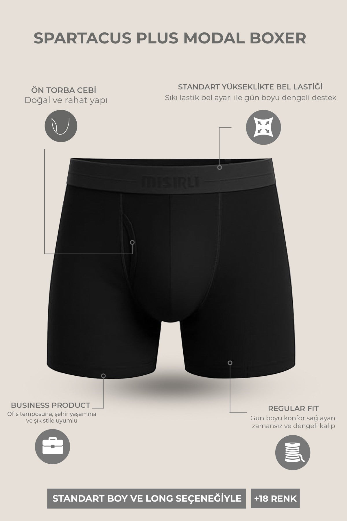 Mısırlı Modal by TENCEL SPARTACUS PLUS PERFORMANCE Long Boxer Lacivert
