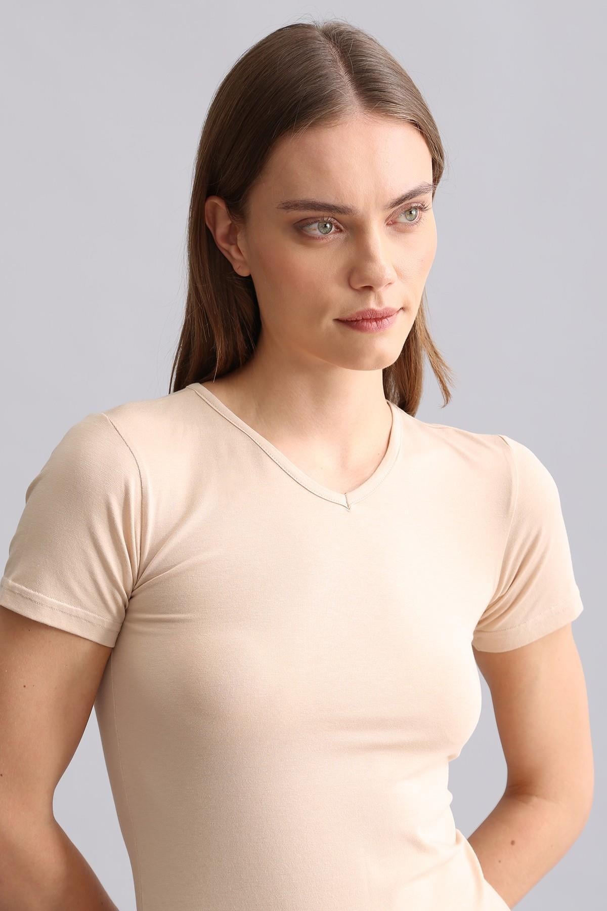 Mısırlı Modal by TENCEL VICTORIA V Yaka Fanila / T-Shirt Ten