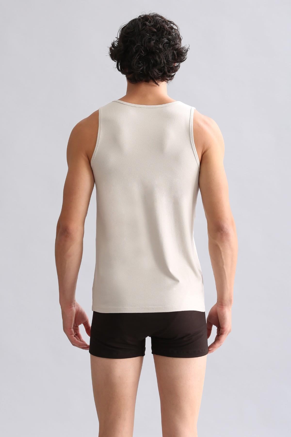 Mısırlı ORGANIC Pamuklu HERCULES Slim Fit Basic Atlet Toprak Bej