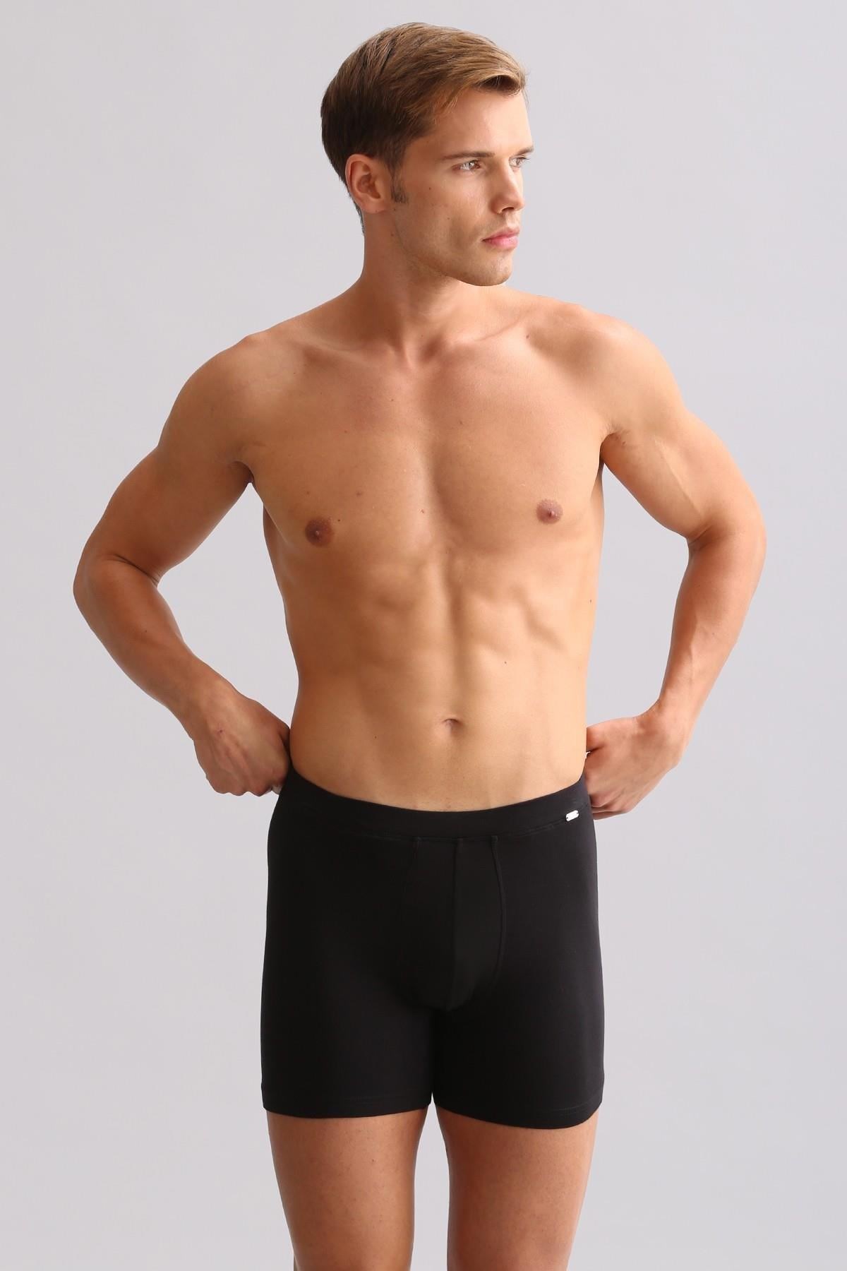 Mısırlı ORGANIC Pamuklu ZEUS LUXURY Regular Fit Metal Armalı Long Boxer Siyah