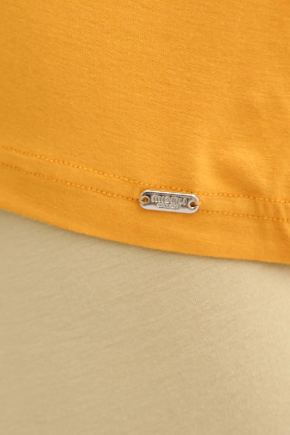 Mısırlı ORGANIC Pamuklu ZEUS LUXURY Regular Fit Bisiklet Yaka Fanila / T-Shirt Hardal