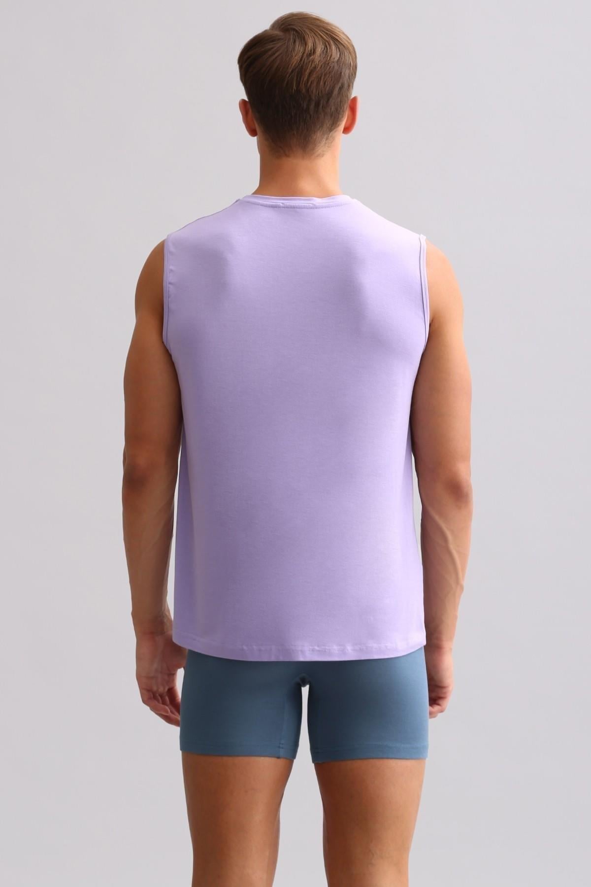 Mısırlı ORGANIC Pamuklu ZEUS LUXURY Regular Fit V Yaka Sporcu Atlet / T-Shirt Mor