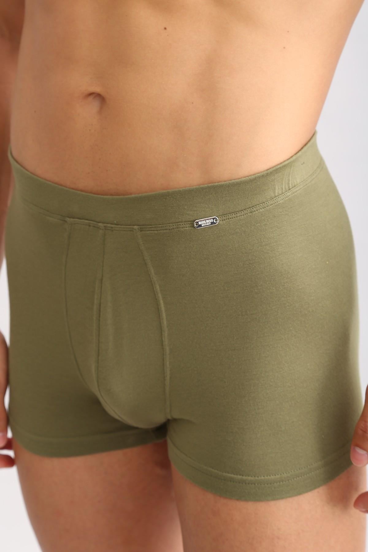 Mısırlı ORGANIC Pamuklu ZEUS LUXURY Regular Fit Metal Armalı Boxer Haki Zeytin