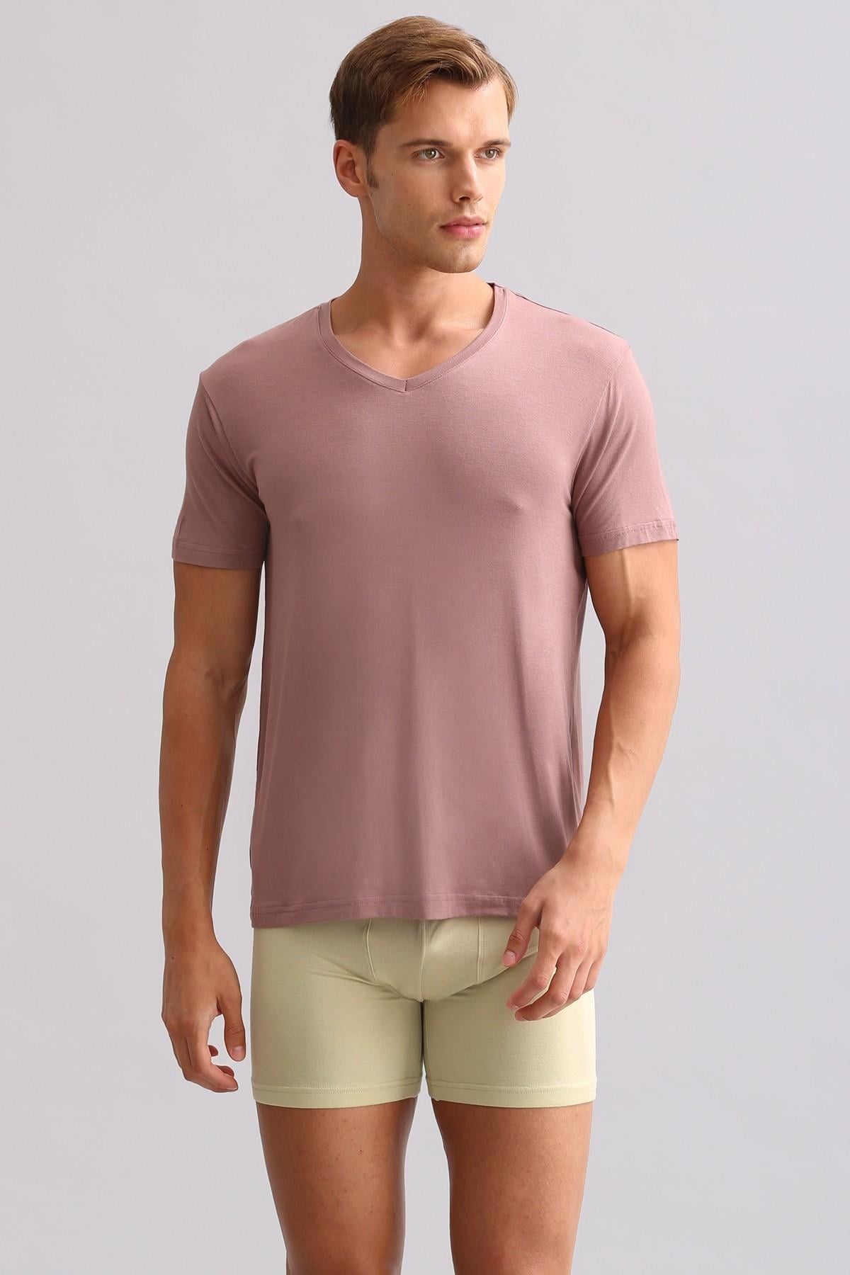 Mısırlı ORGANIC Pamuklu ZEUS LUXURY Regular Fit V Yaka Fanila / T-Shirt Lavender