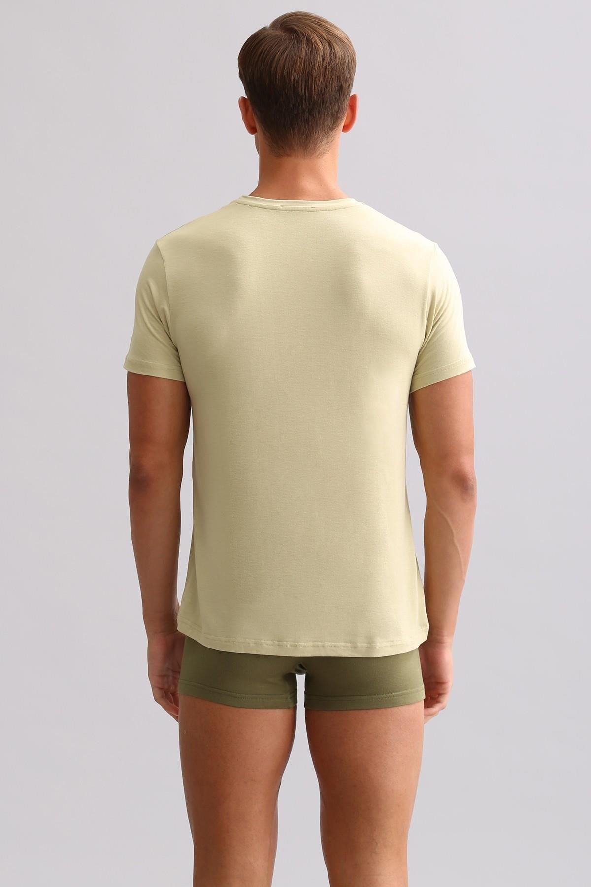 Mısırlı ORGANIC Pamuklu ZEUS LUXURY Regular Fit Bisiklet Yaka Fanila / T-Shirt Haki Ada