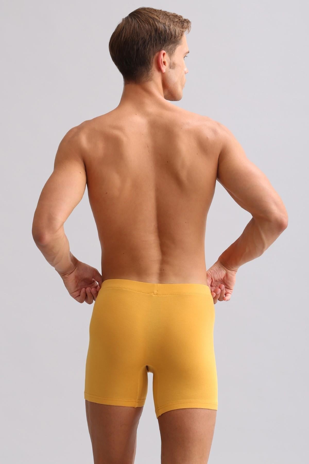 Mısırlı ORGANIC Pamuklu ZEUS LUXURY Regular Fit Metal Armalı Long Boxer Hardal