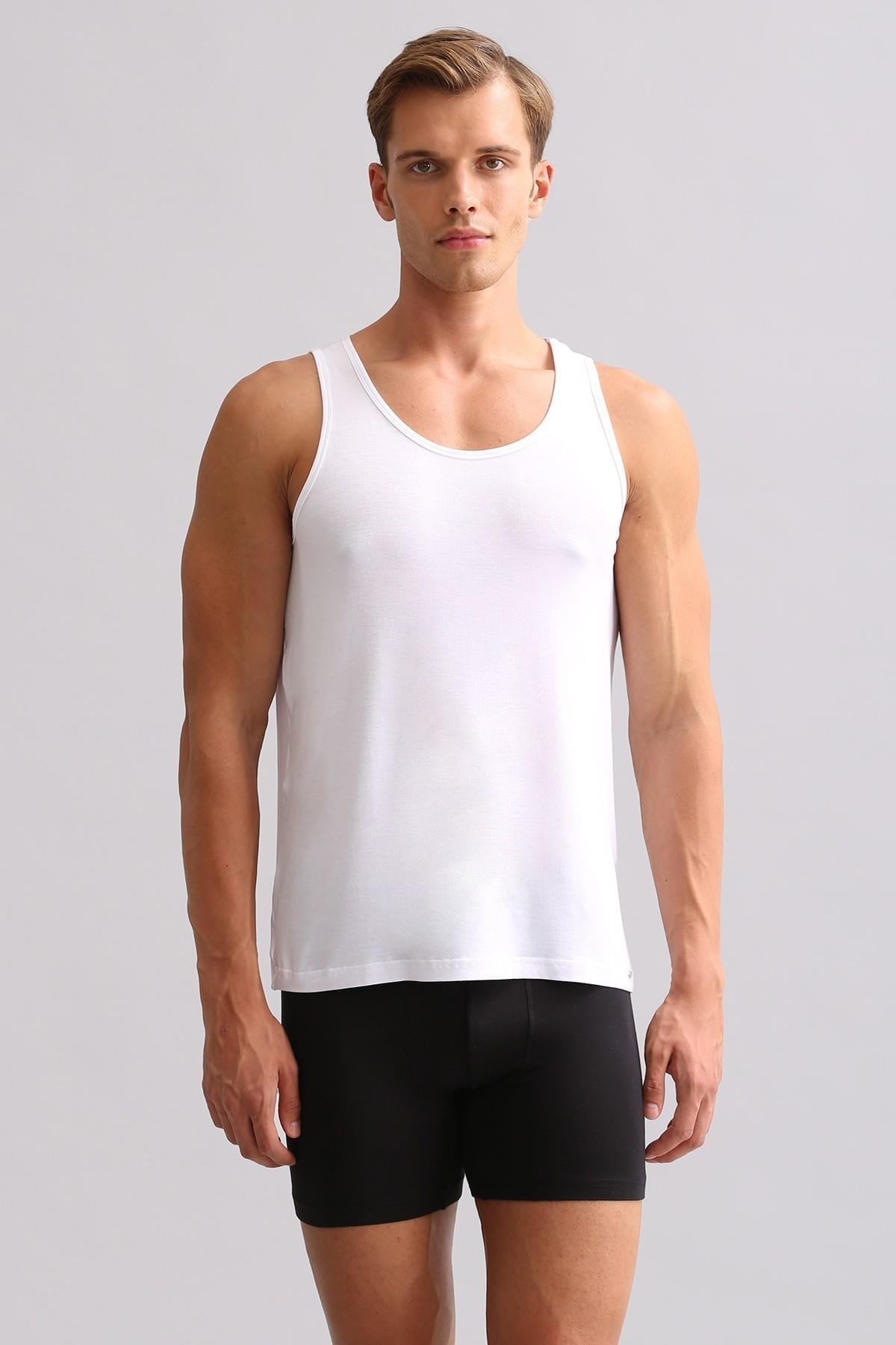 Mısırlı ORGANIC Pamuklu ZEUS LUXURY Regular Fit Basic Atlet Beyaz