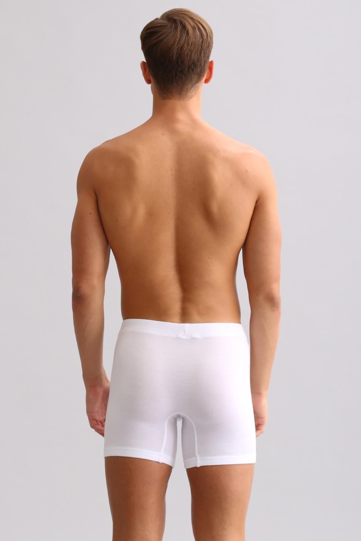Mısırlı ORGANIC Pamuklu ZEUS LUXURY Regular Fit Metal Armalı Long Boxer Beyaz