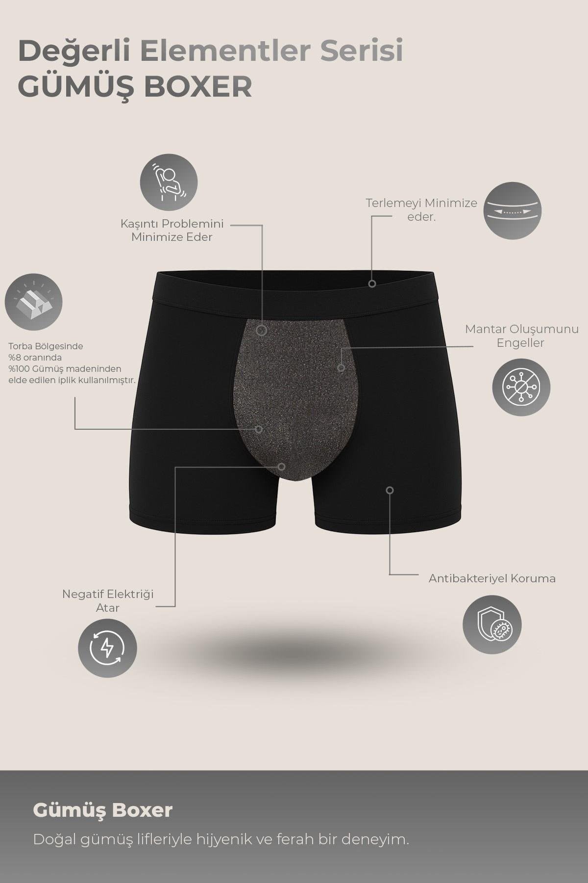 Mısırlı SILVERMAN Gümüş Boxer Siyah