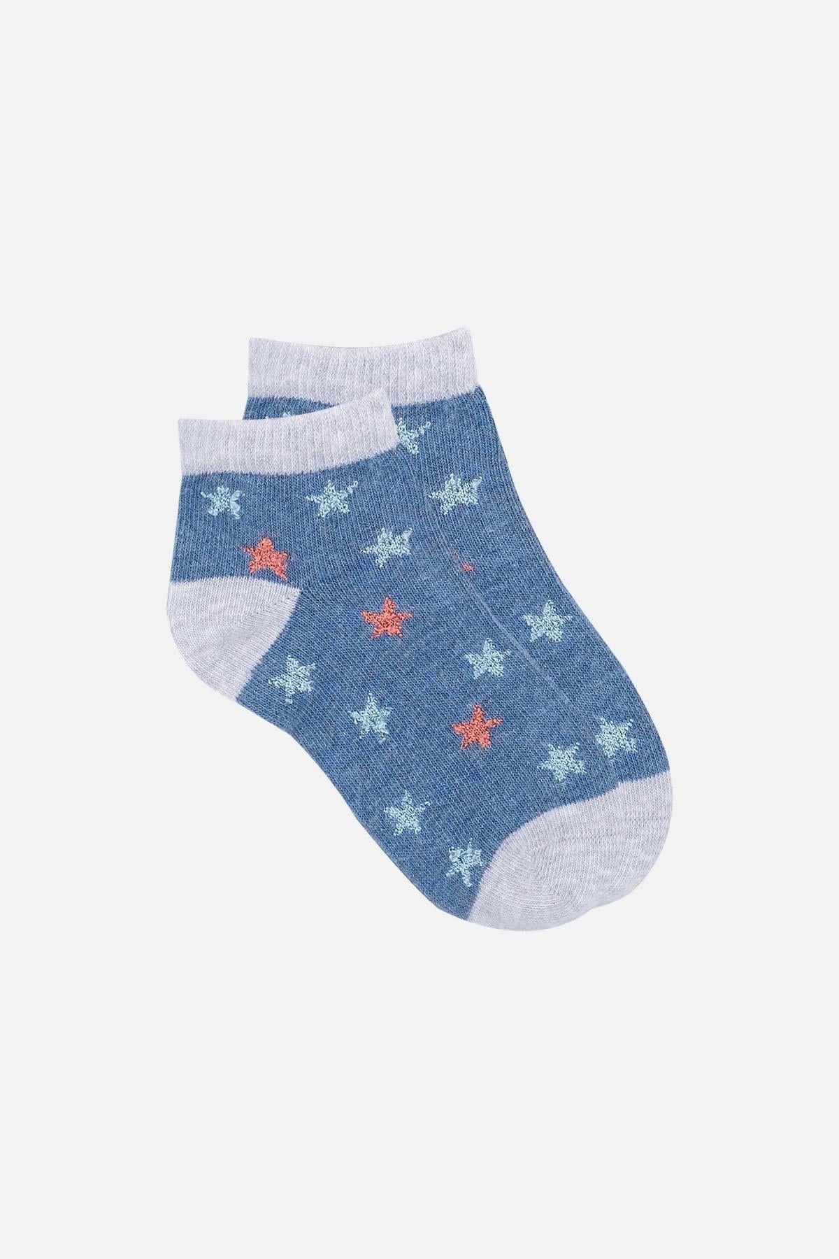 Mısırlı Unisex Pamuklu 3 Çift Yıldız Desenli Bebek Patik Çorap Yıldız Desenli