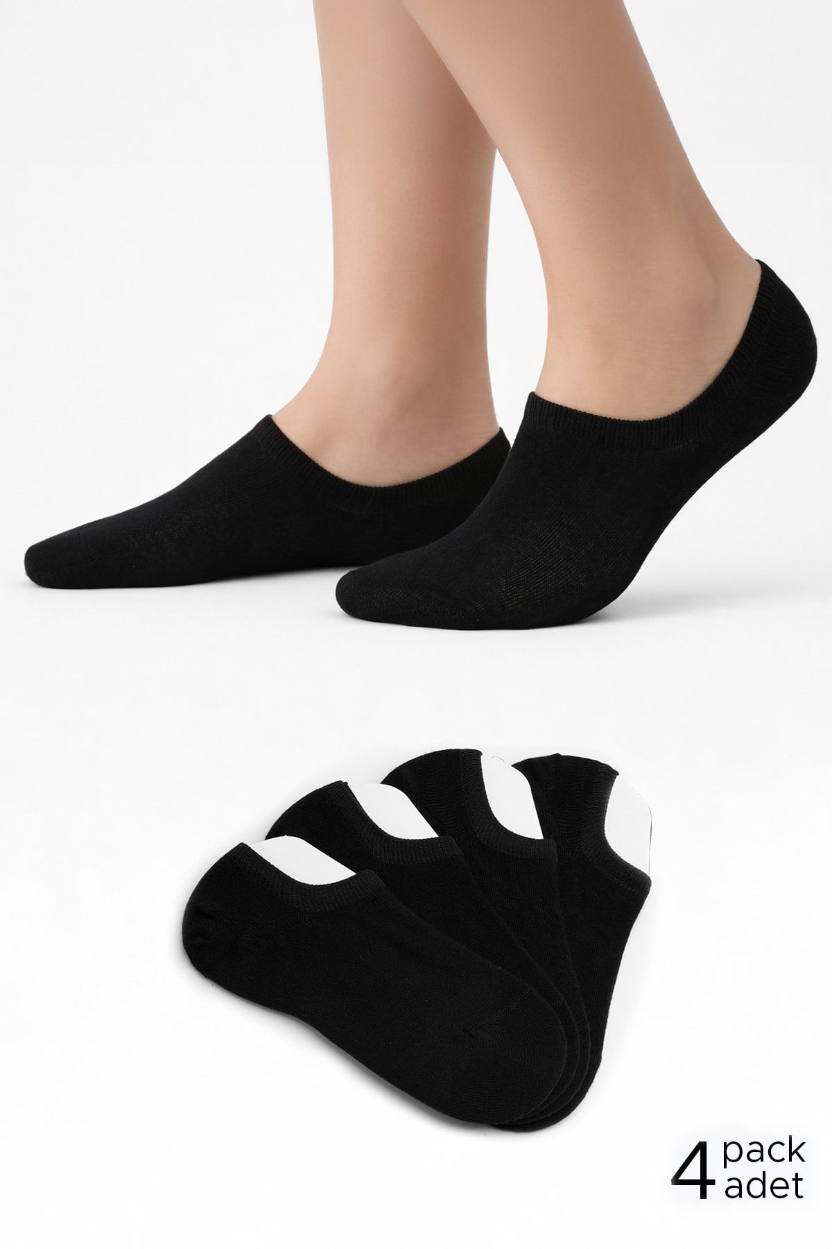 Mısırlı Unisex Pamuklu Süper Fit 4 Çift Sneaker Çorap Siyah