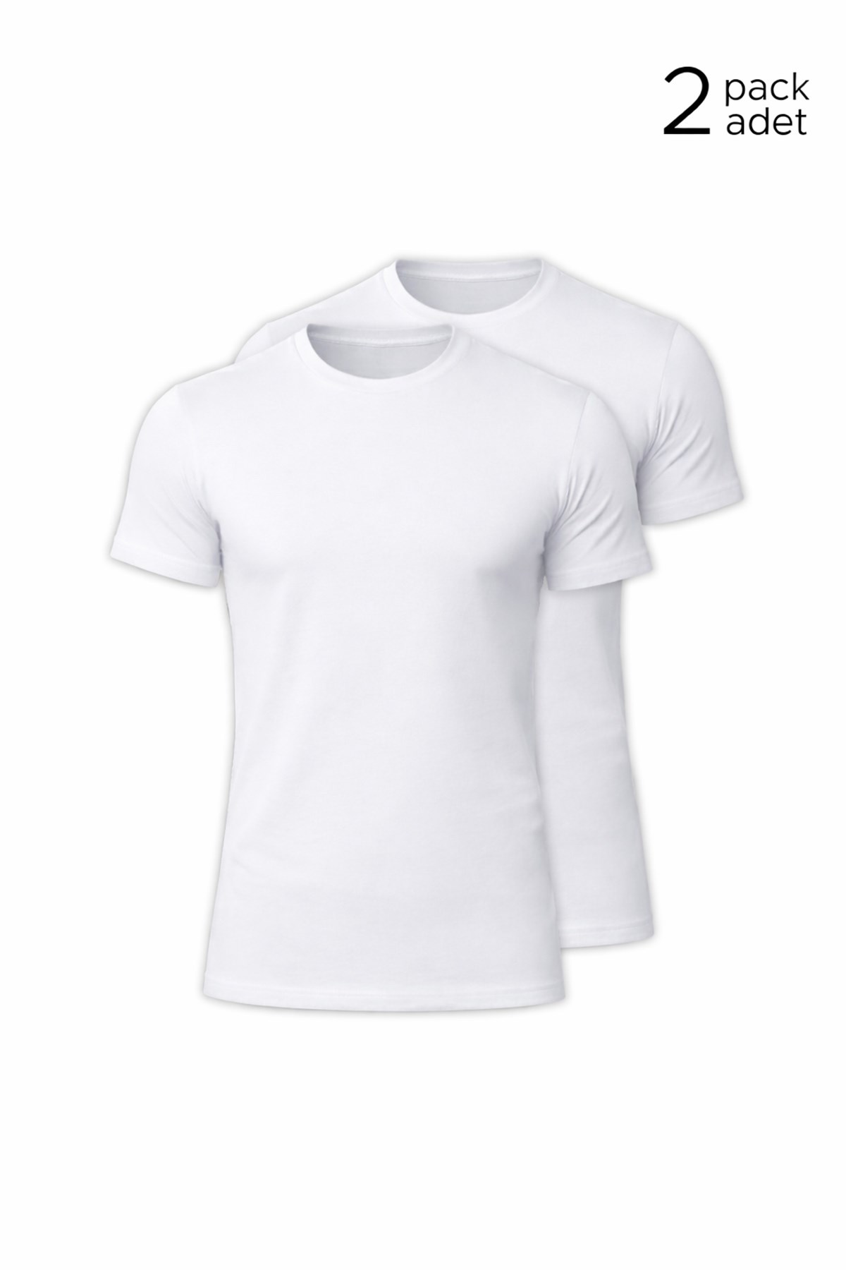 Unisex Modal Bisiklet Yaka Tişört Beyaz