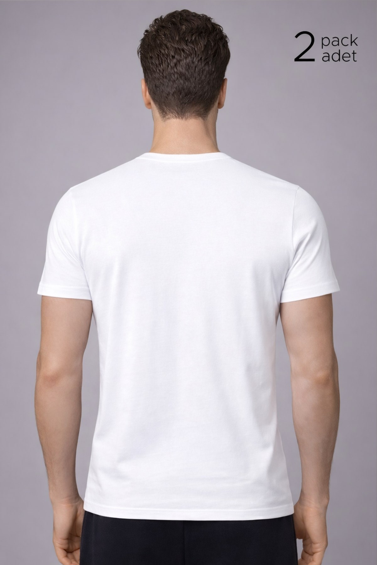 Unisex Modal Bisiklet Yaka Tişört Beyaz