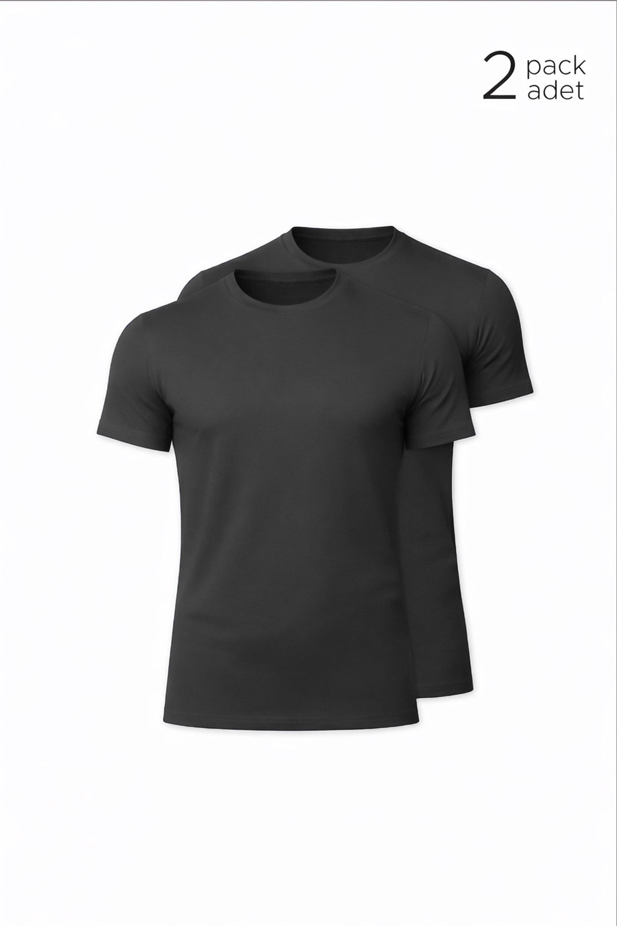 Unisex Modal Bisiklet Yaka Tişört Gri