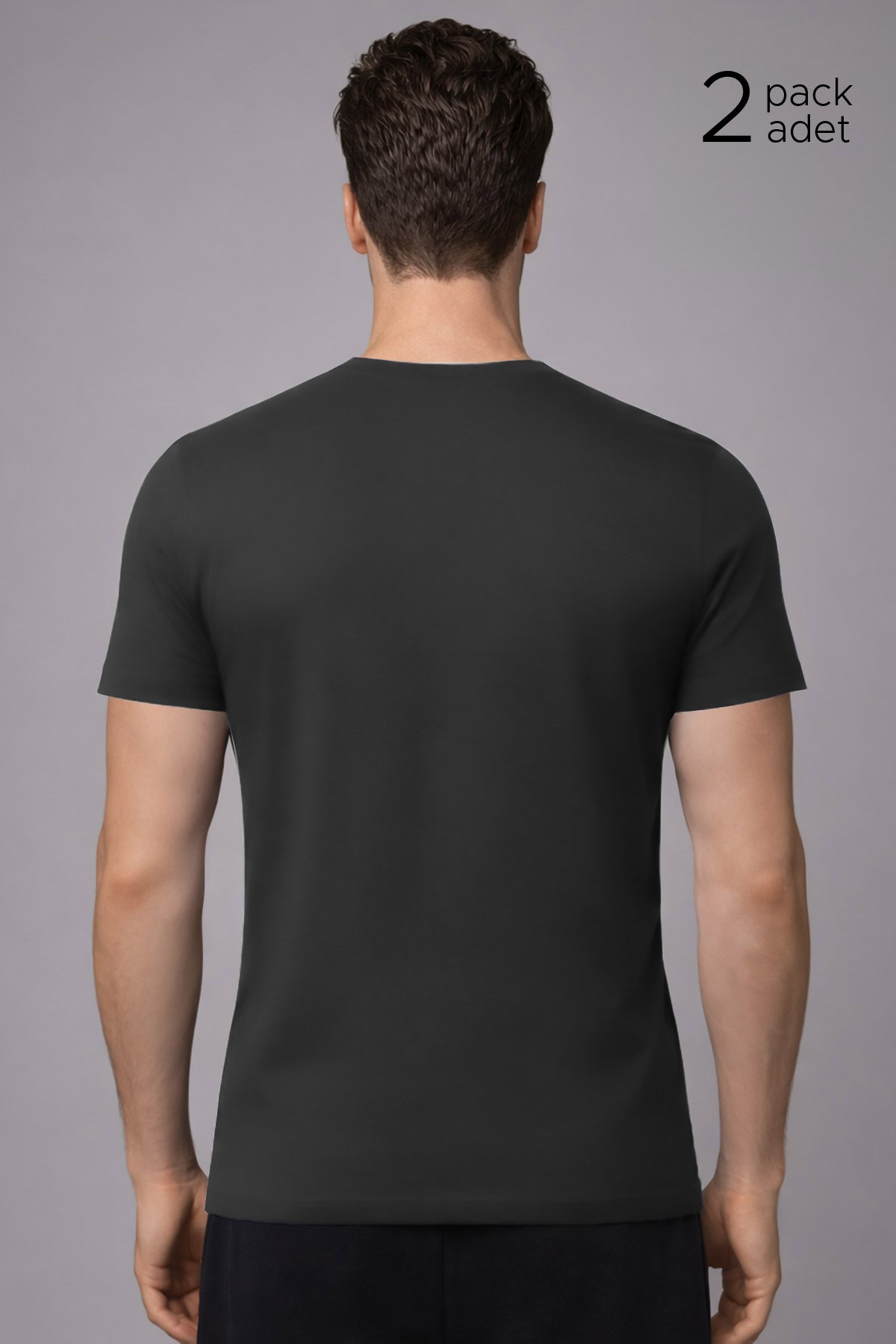 Unisex Modal Bisiklet Yaka Tişört Gri