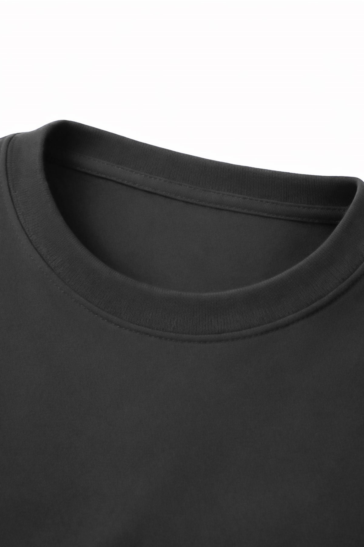 Unisex Modal Bisiklet Yaka Tişört Gri