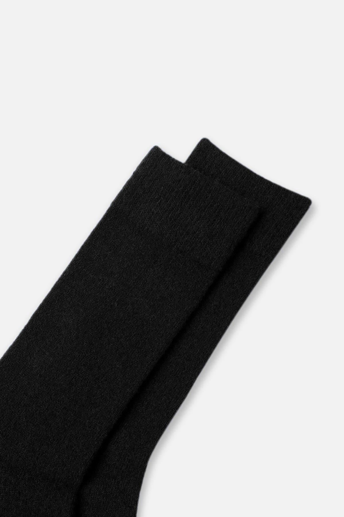 Erkek Kuzu Yünü Lambswool Tekli Soket Çorap Siyah