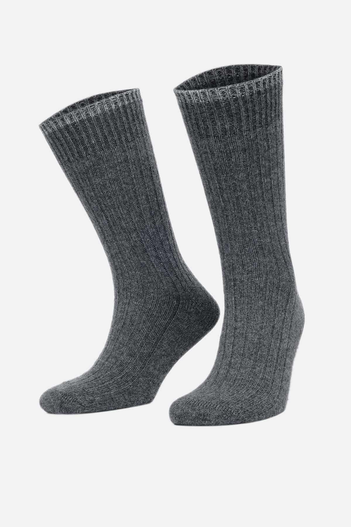 Aytuğ Erkek Kuzu Yüzü (Lambswool) Tekli Soket Çorap Füme