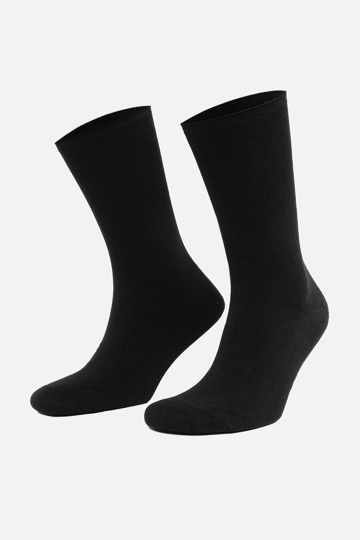 Erkek Bambu Tekli Diabetiker Lastiksiz Soket Çorap Siyah
