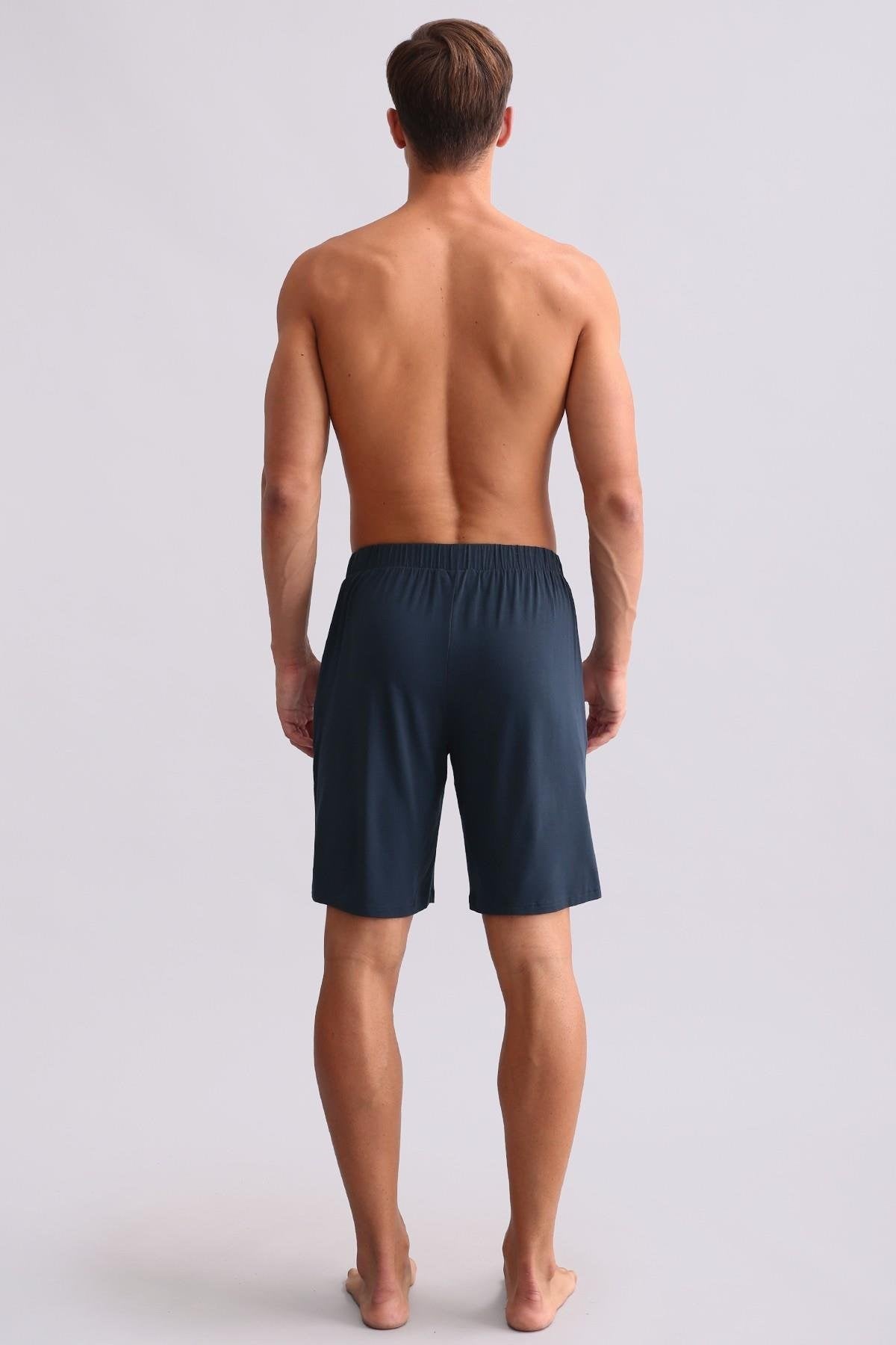 Erkek Modal Şort Pijama Gece Mavisi