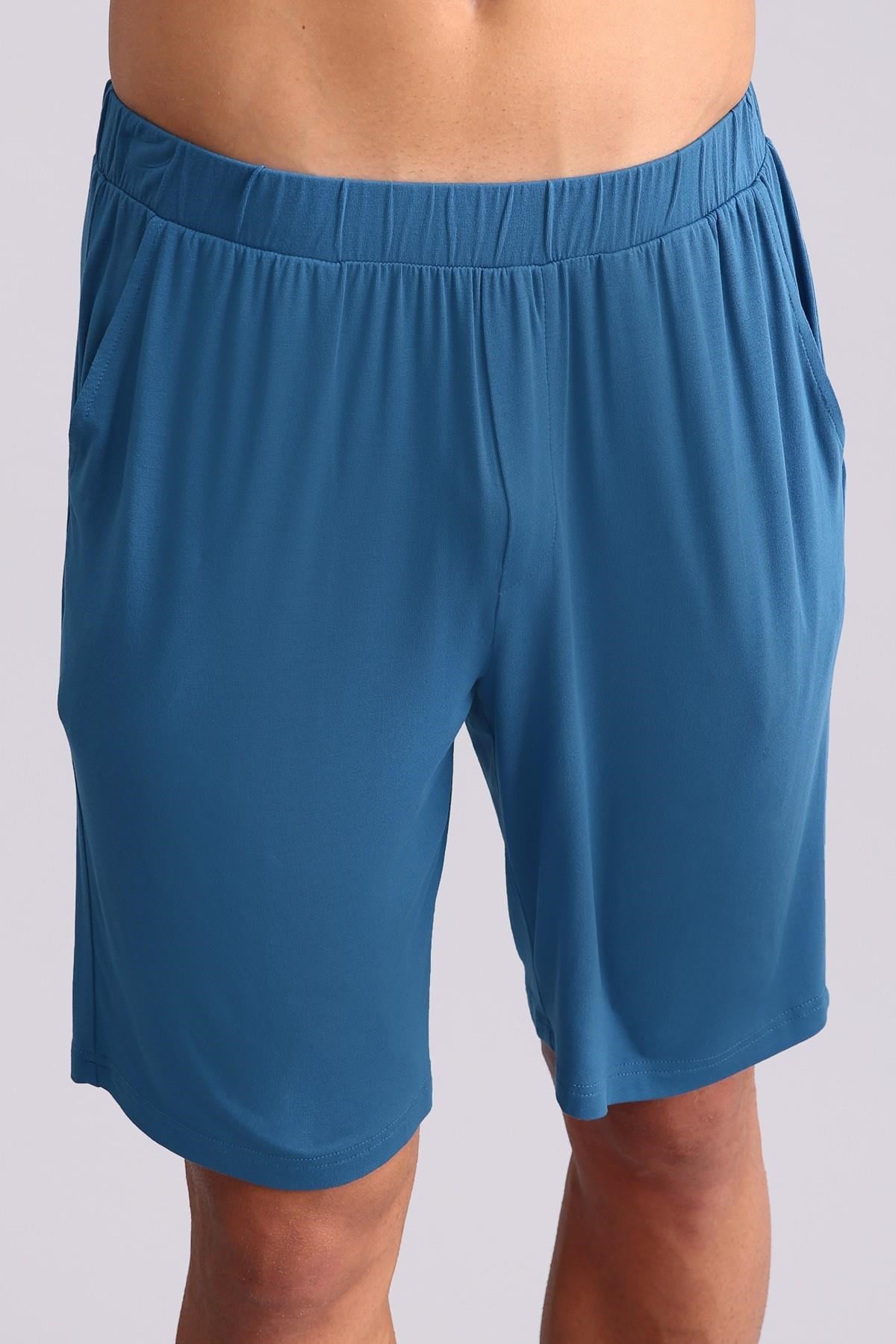Erkek Modal Şort Pijama Koyu Lacivert