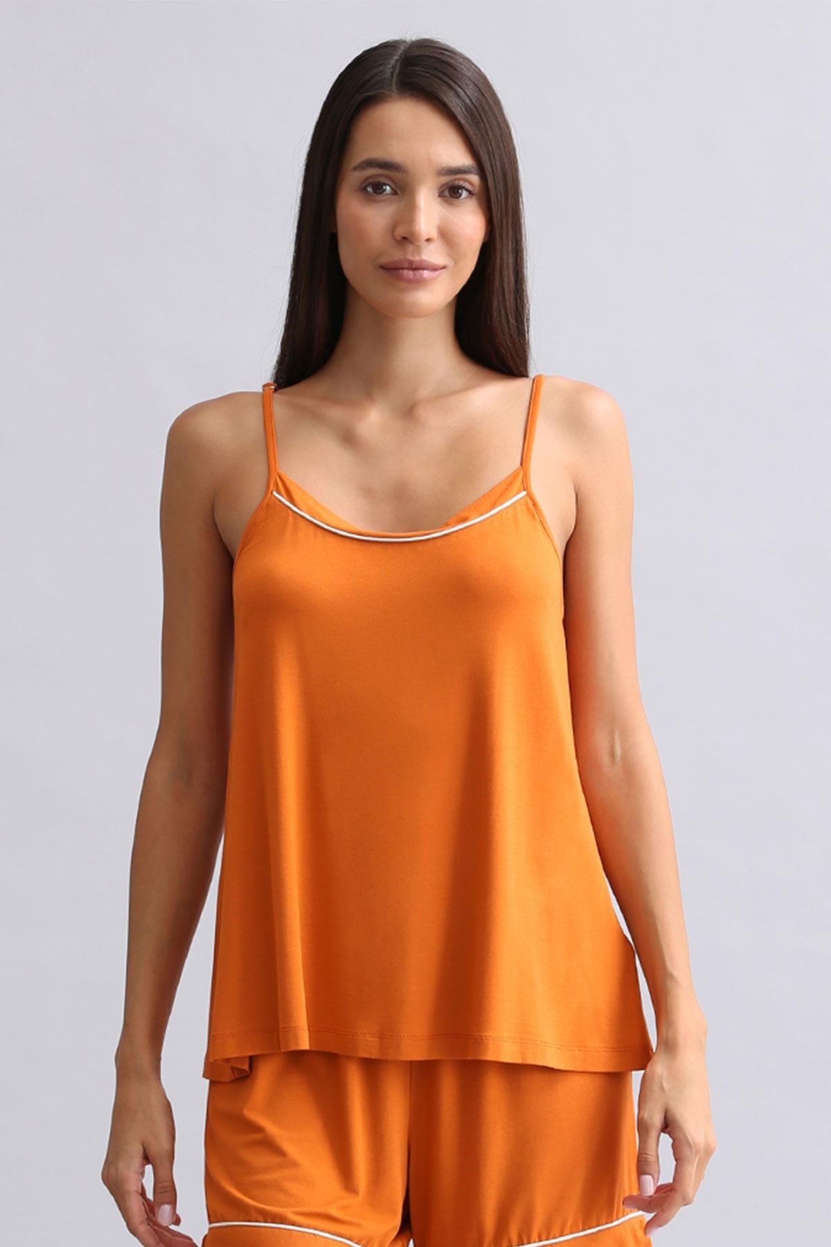 Kadın Modal İnce Askılı Pijama Üst Pas Kırmızı